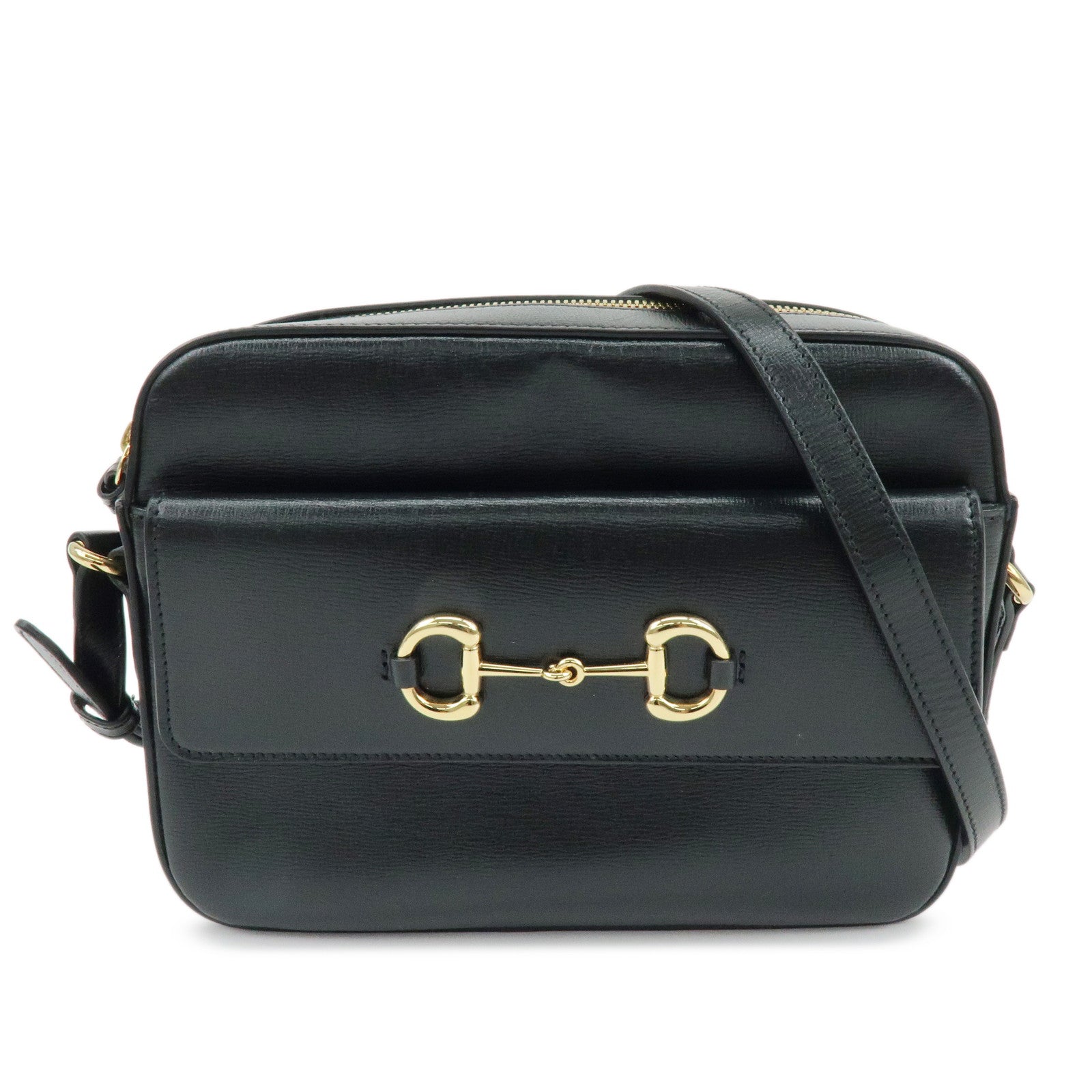 GUCCI Horsebit Leather Shoulder Bag Crossbody Bag Black 645454