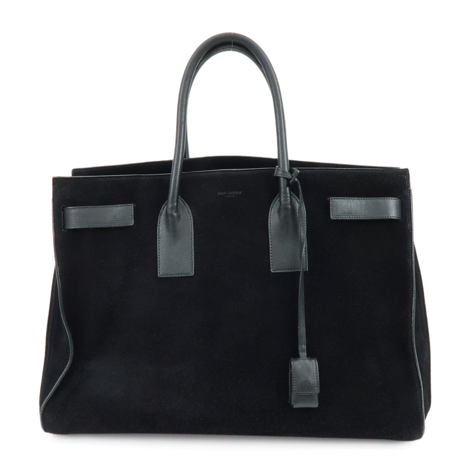 SAINT LAURENT PARIS Sac de Jour Leather Suede Hand Bag Black 319910