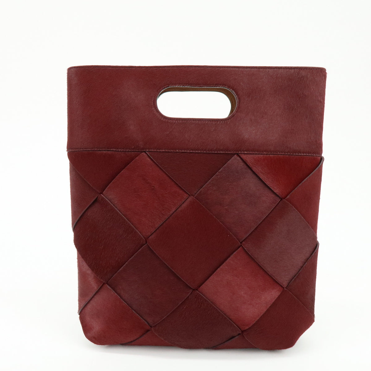 BOTTEGA VENETA Intrecciato Unborn Calf Leather Slip Tote Bag Burgundy