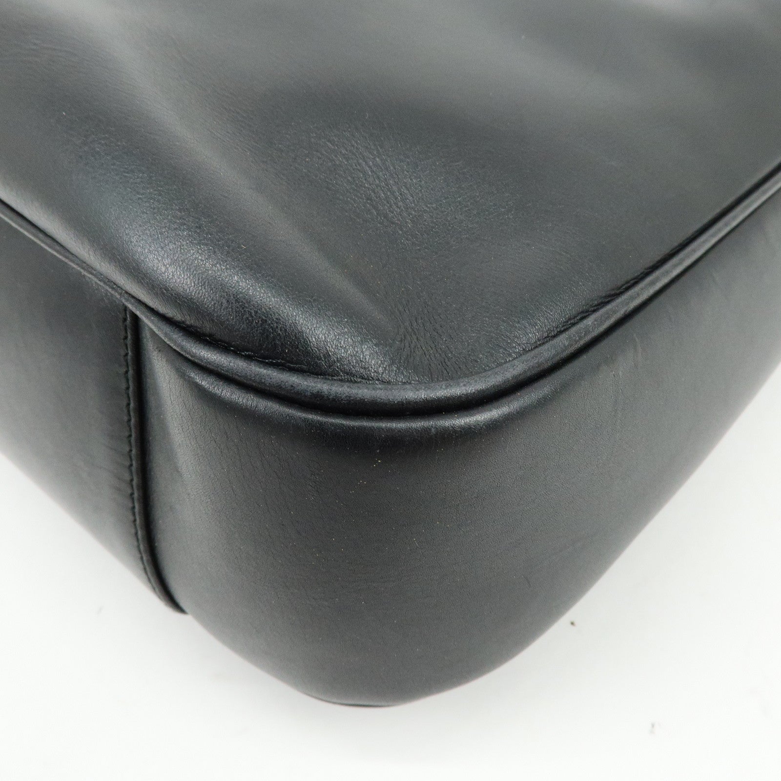 GUCCI Bamboo Leather 2Way Bag Shoulder Bag Hand Bag Black 0011577