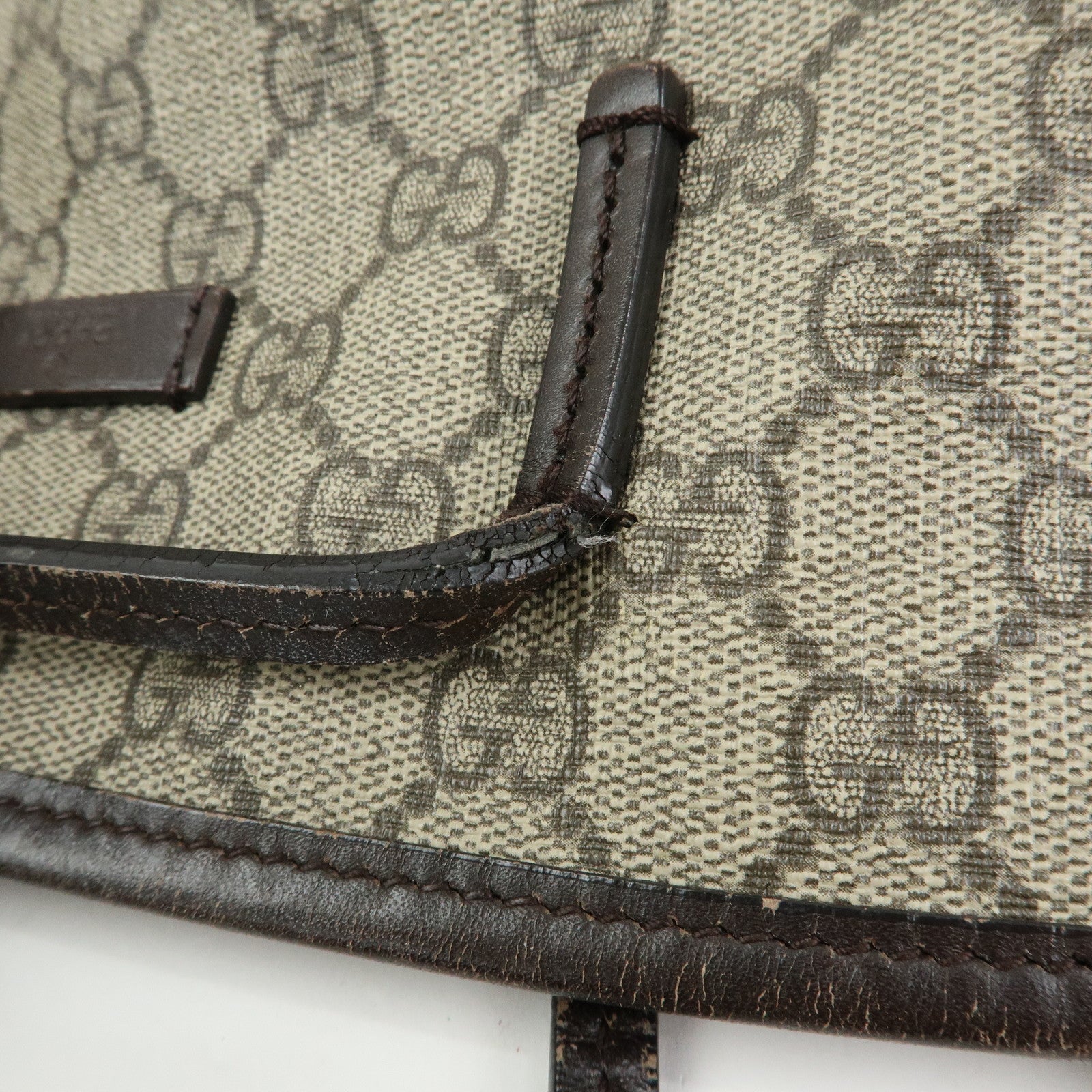 GUCCI GG Supreme Leather 2Way Bag Hand Bag Brown Beige 353440