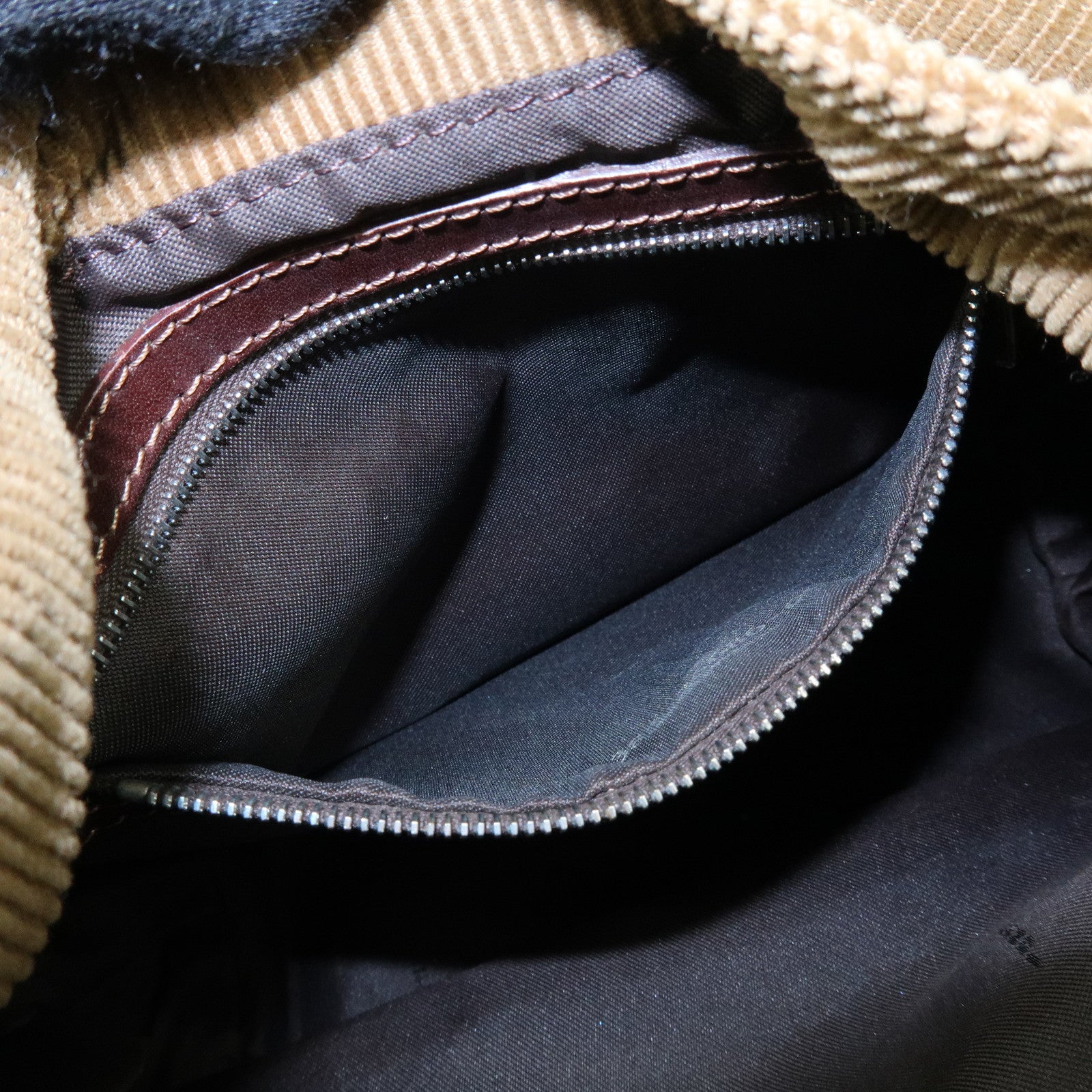 FENDI Corduroy Shoulder Bag Hand Bag Light Brown 26686