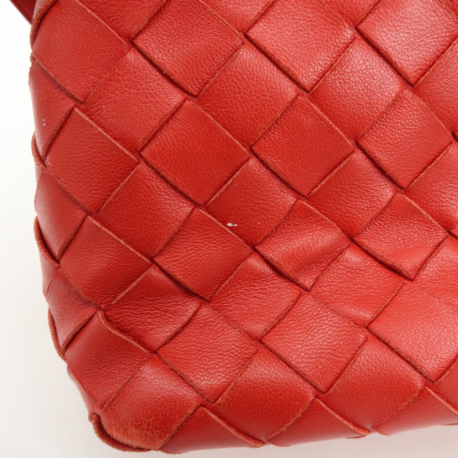 BOTTEGA VENETA Intrecciato Leather Shoulder Bag Crossbody Bag Red