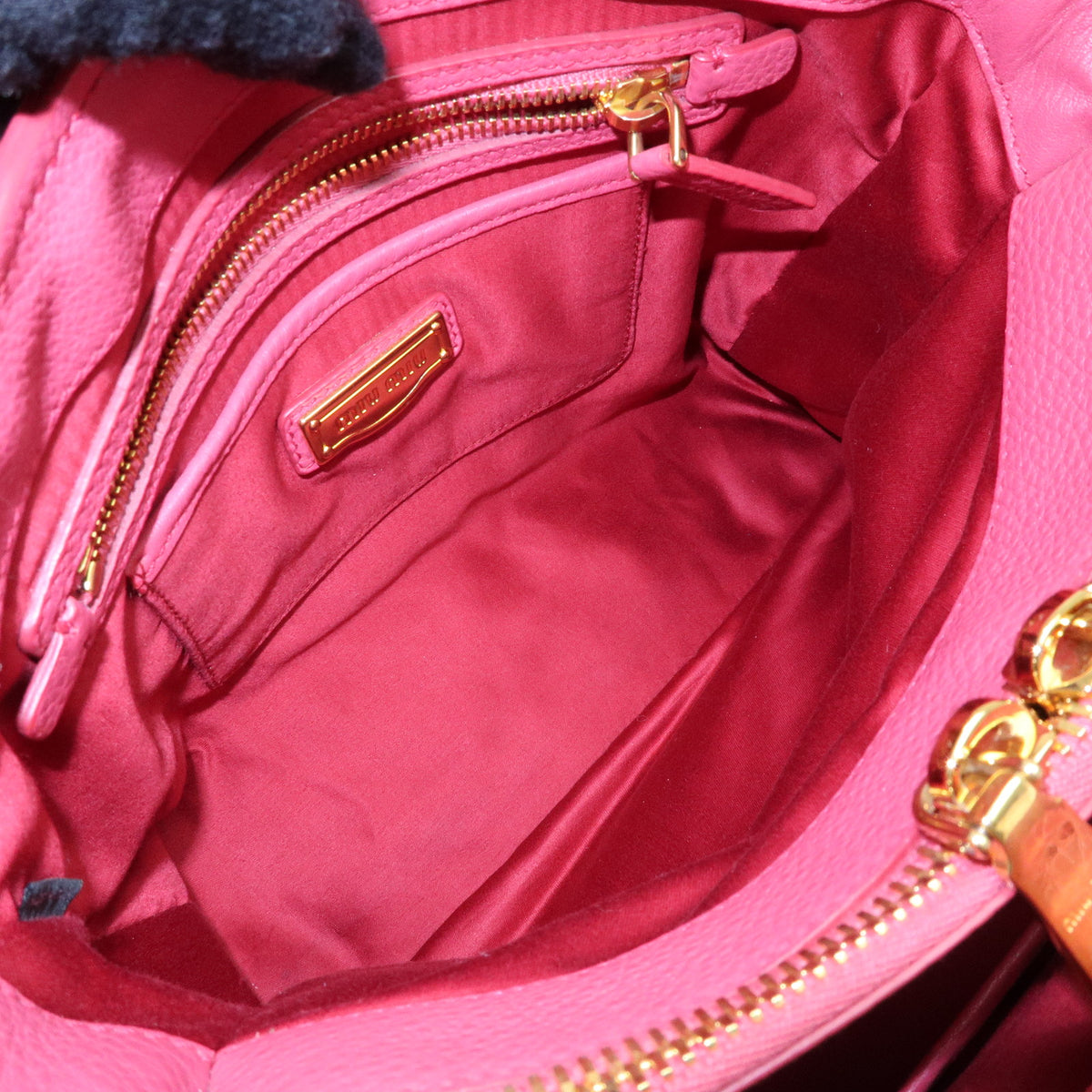 MIU MIU Vitello Caribu Leather 2Way Shoulder Bag Pink RN0757