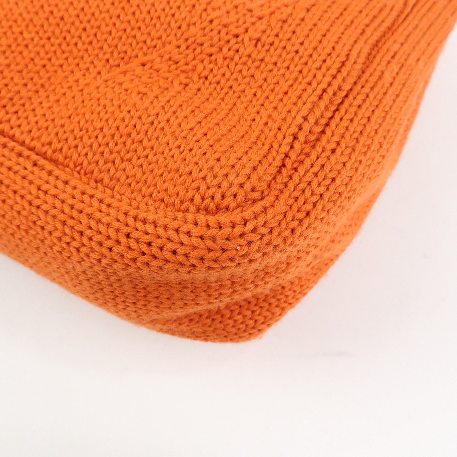 PRADA Triangle Log Wool Leather Hand Bag Shoulder Bag Orange