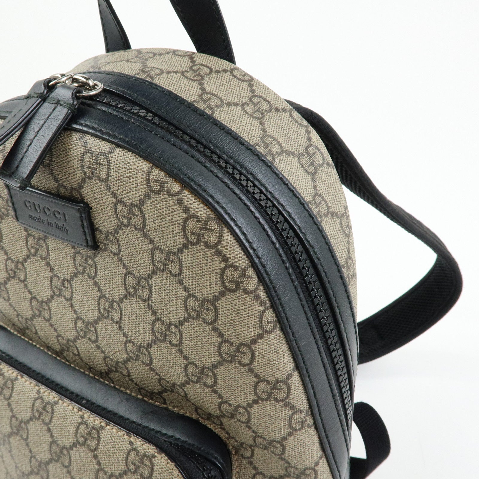 GUCCI GG Supreme Leather Backpack Rucksack Beige Black 429020