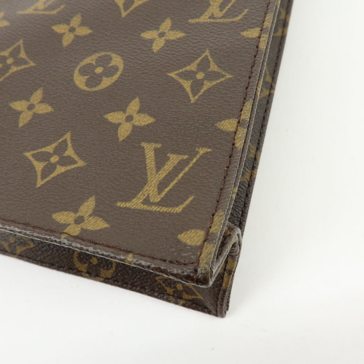 Louis Vuitton Monogram Sac Plat Tote Bag Hand Bag Brown M51140