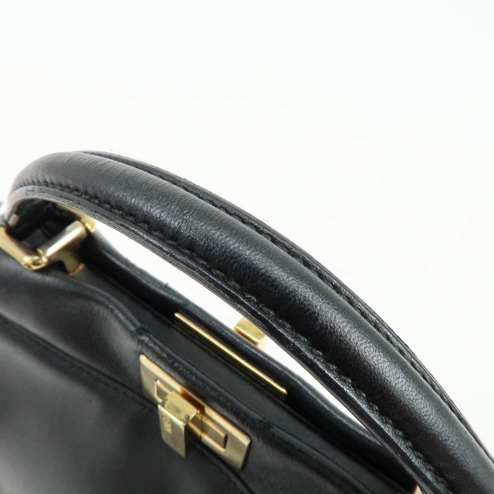 FENDI Peekaboo Mini Leather 2Way Shoulder Bag Hand Bag Black 8BN244