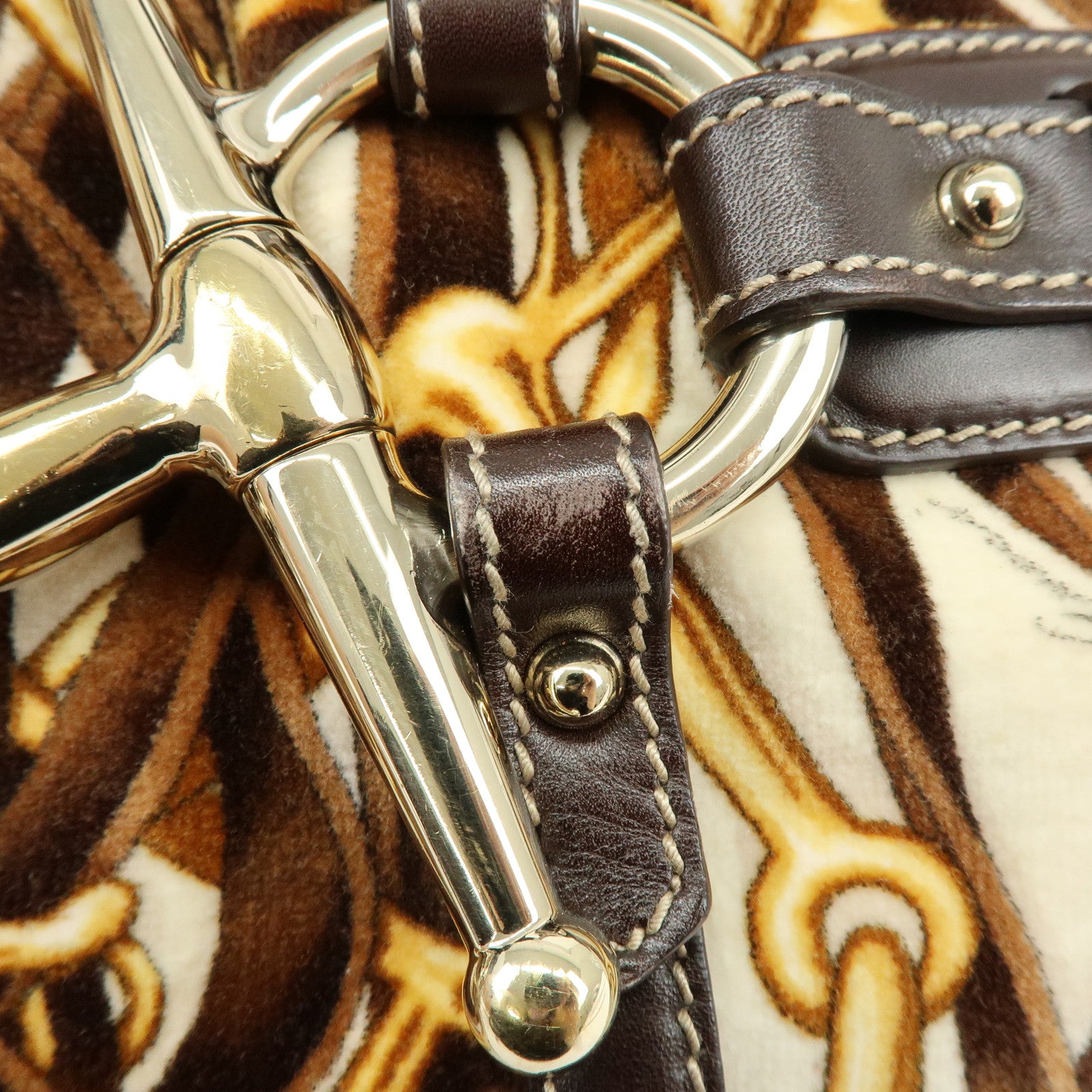GUCCI 85th Anniversary Horsebit Velour Leather Shoulder Bag 163804