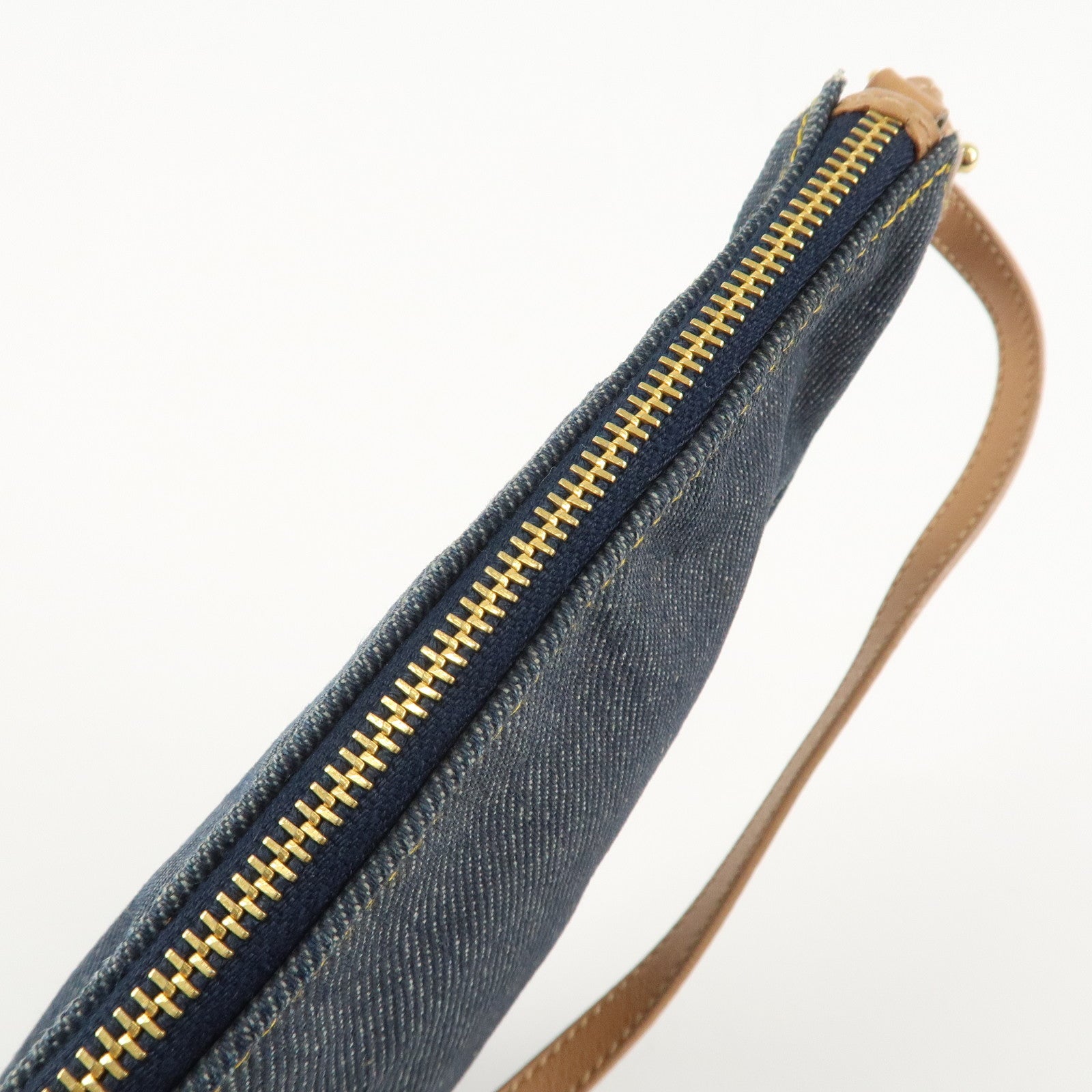 Christian Dior Saddle Pouch Denim Leather Hand Bag Shoulder Bag Indigo Used