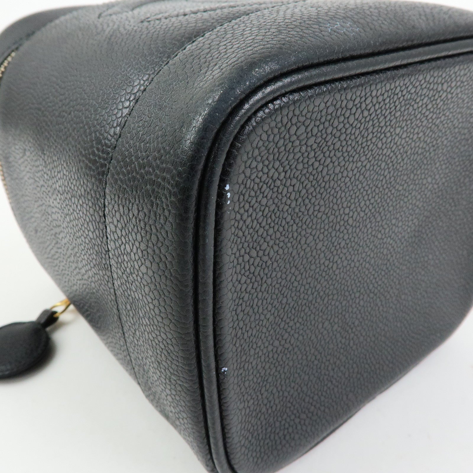 CHANEL COCO Mark Caviarskin Vanity Bag Cosmetic Bag Black A01998