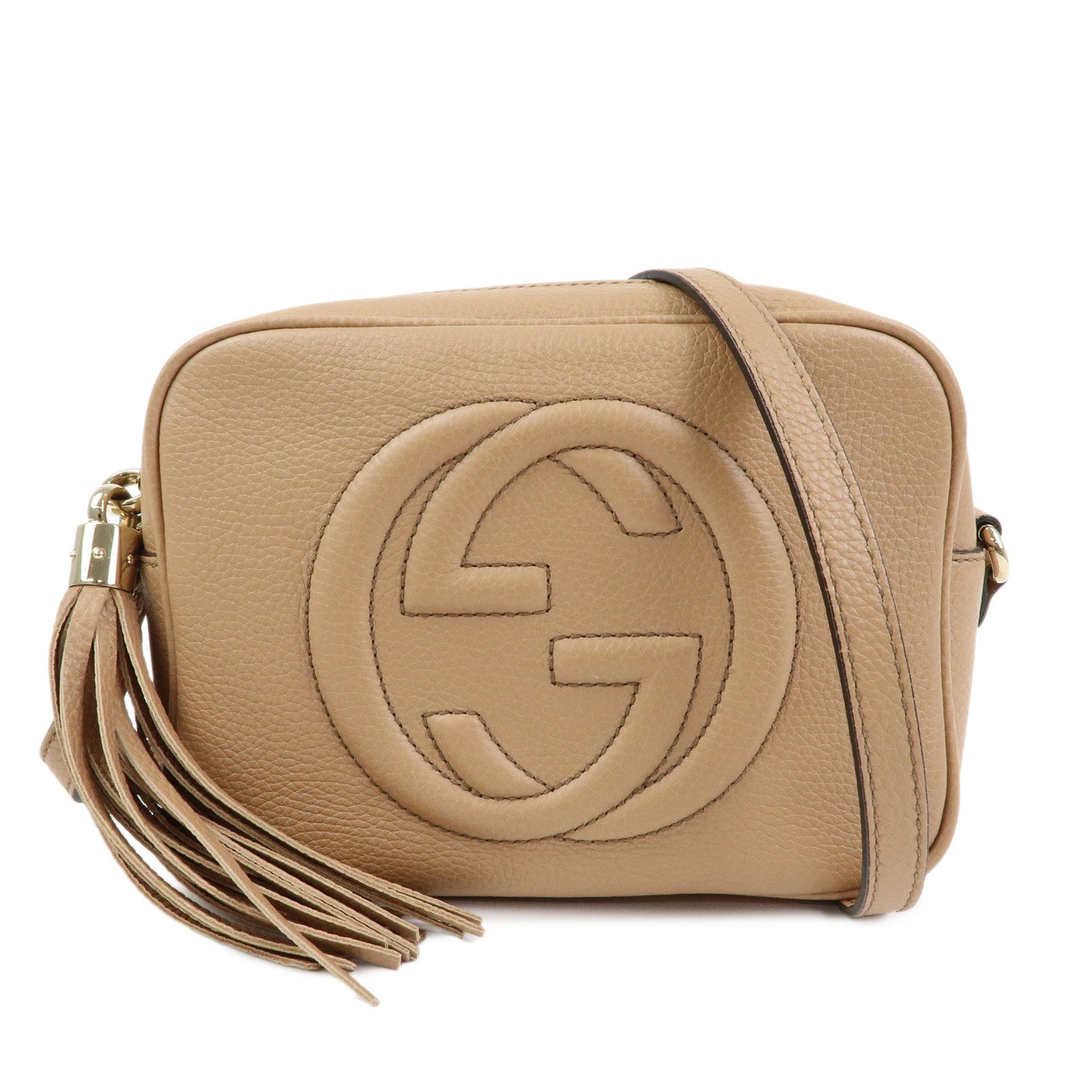 GUCCI SOHO Interlocking G Leather Small Disco Bag Beige 308364