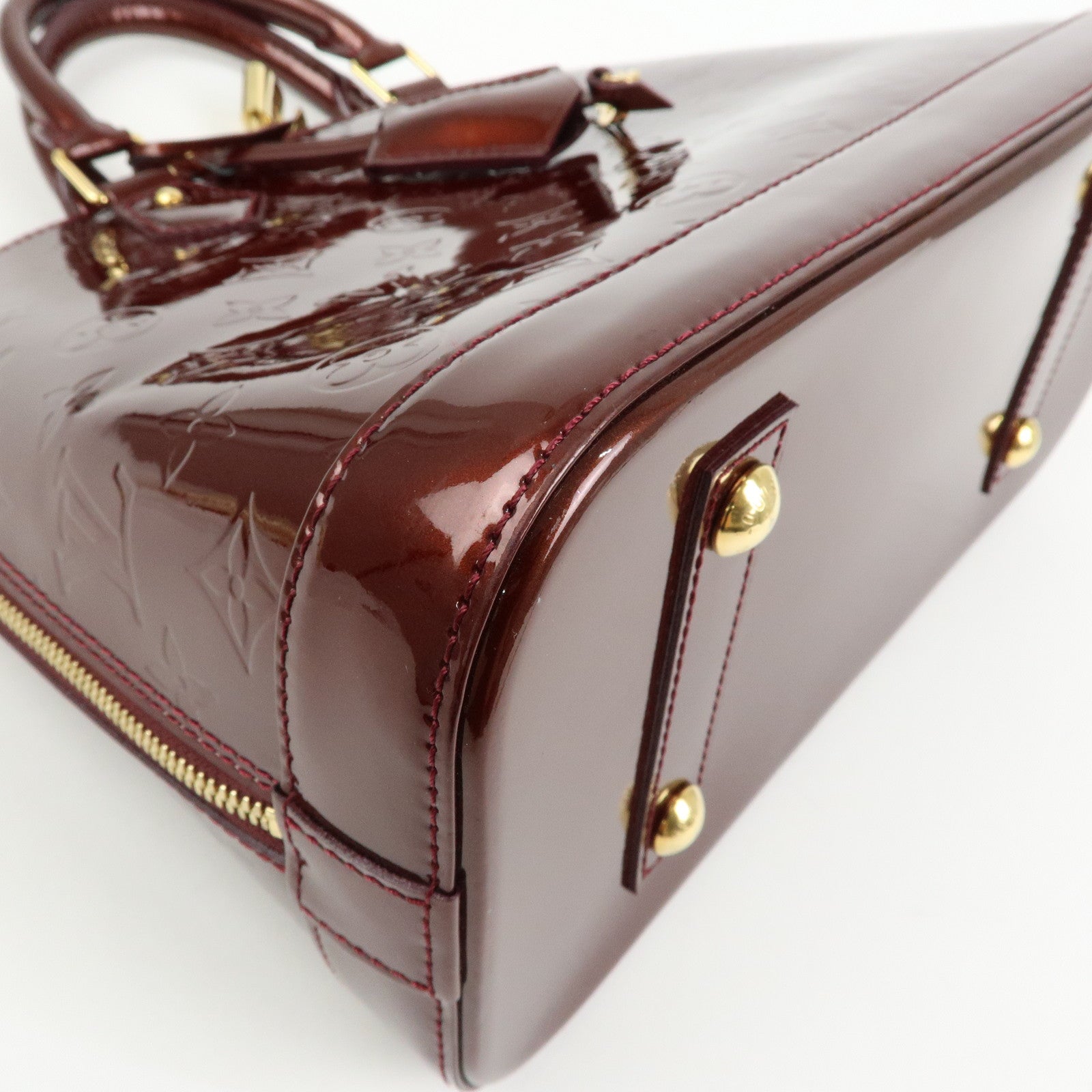Louis Vuitton Monogram Vernis Alma PM Hand Bag Rouge Fauviste M91691