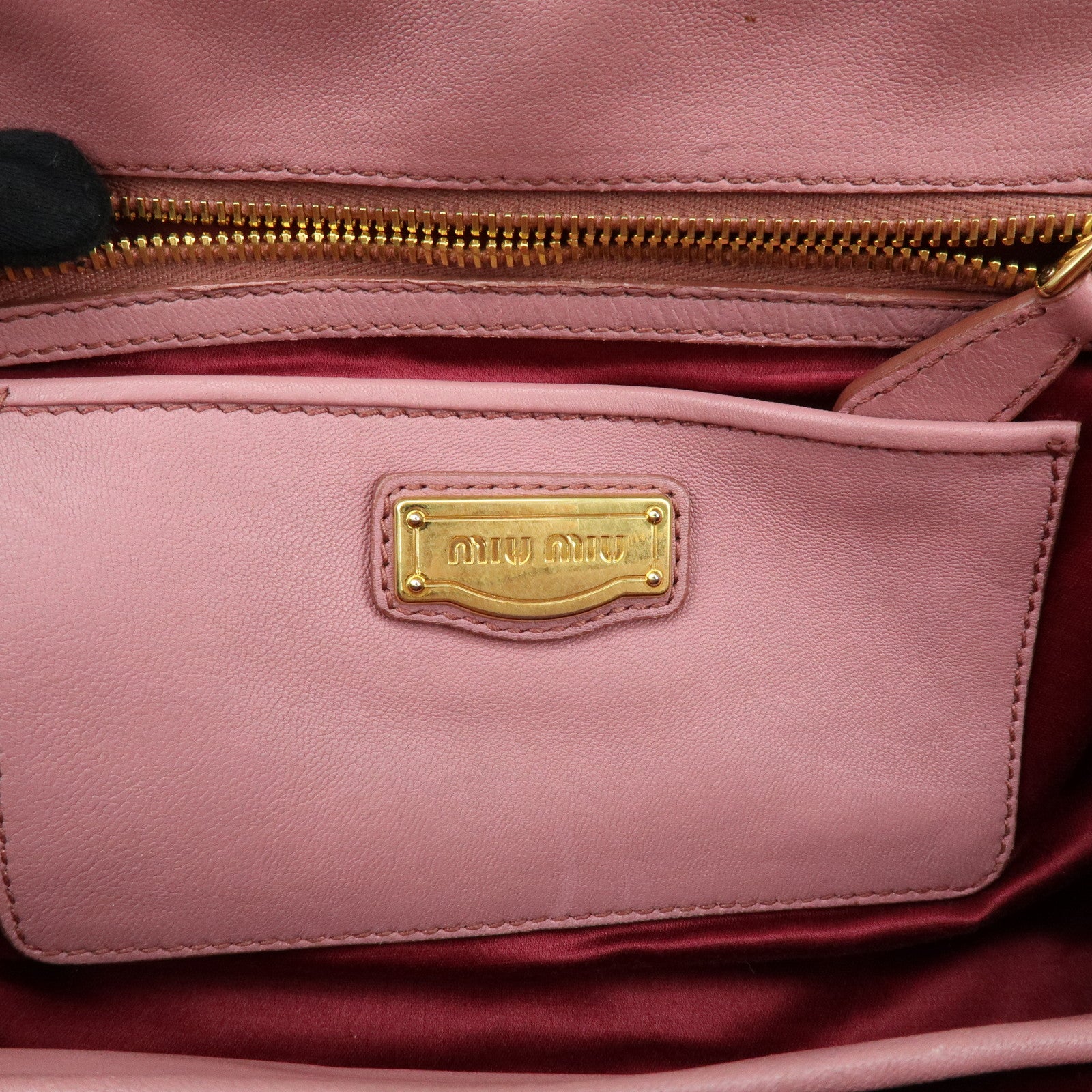 MIU MIU Matelasse Nappa Leather 2Way Hand Bag Shoulder Bag Pink RLN059