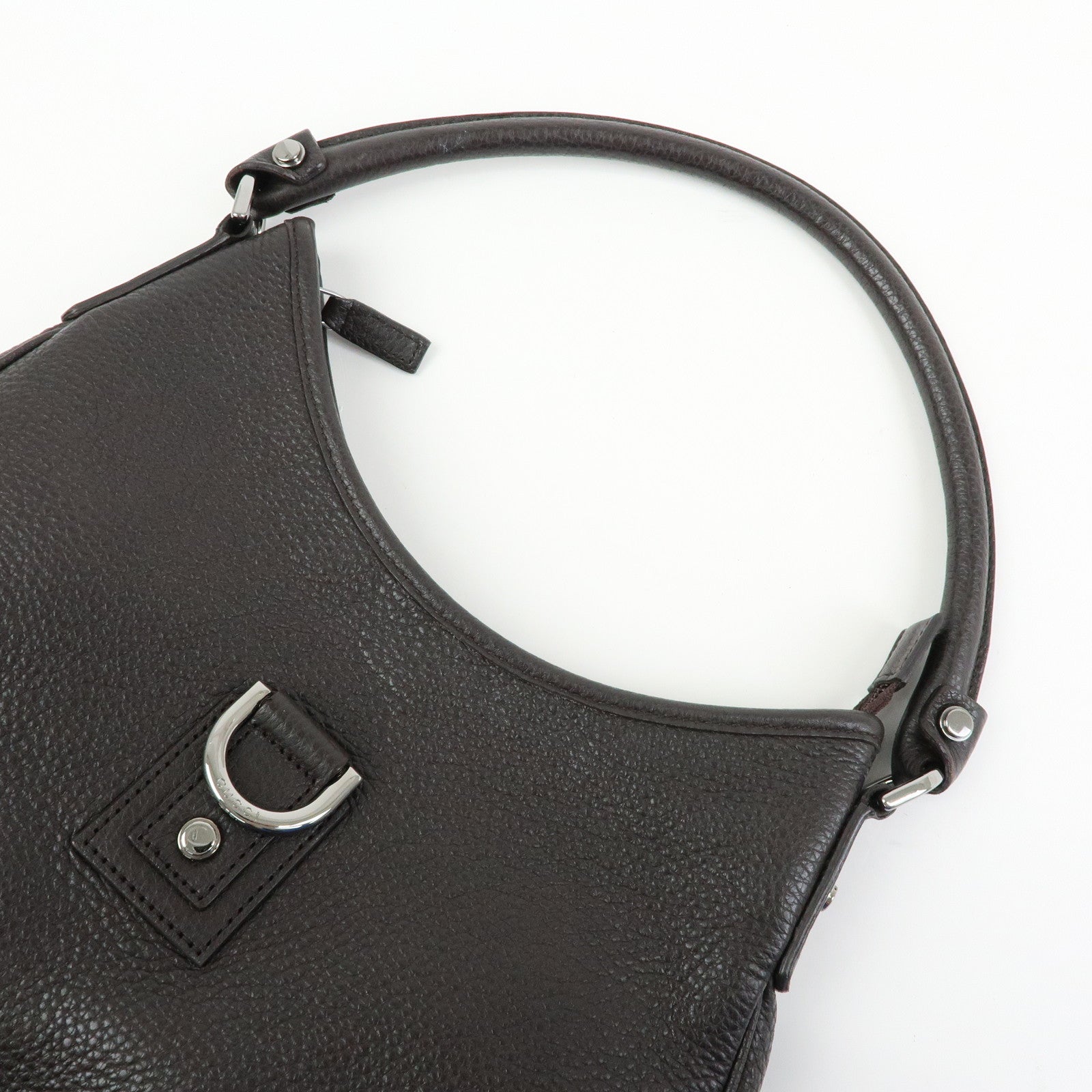 GUCCI Abbey Leather Shoulder Bag Hand Bag Black Silver 268637