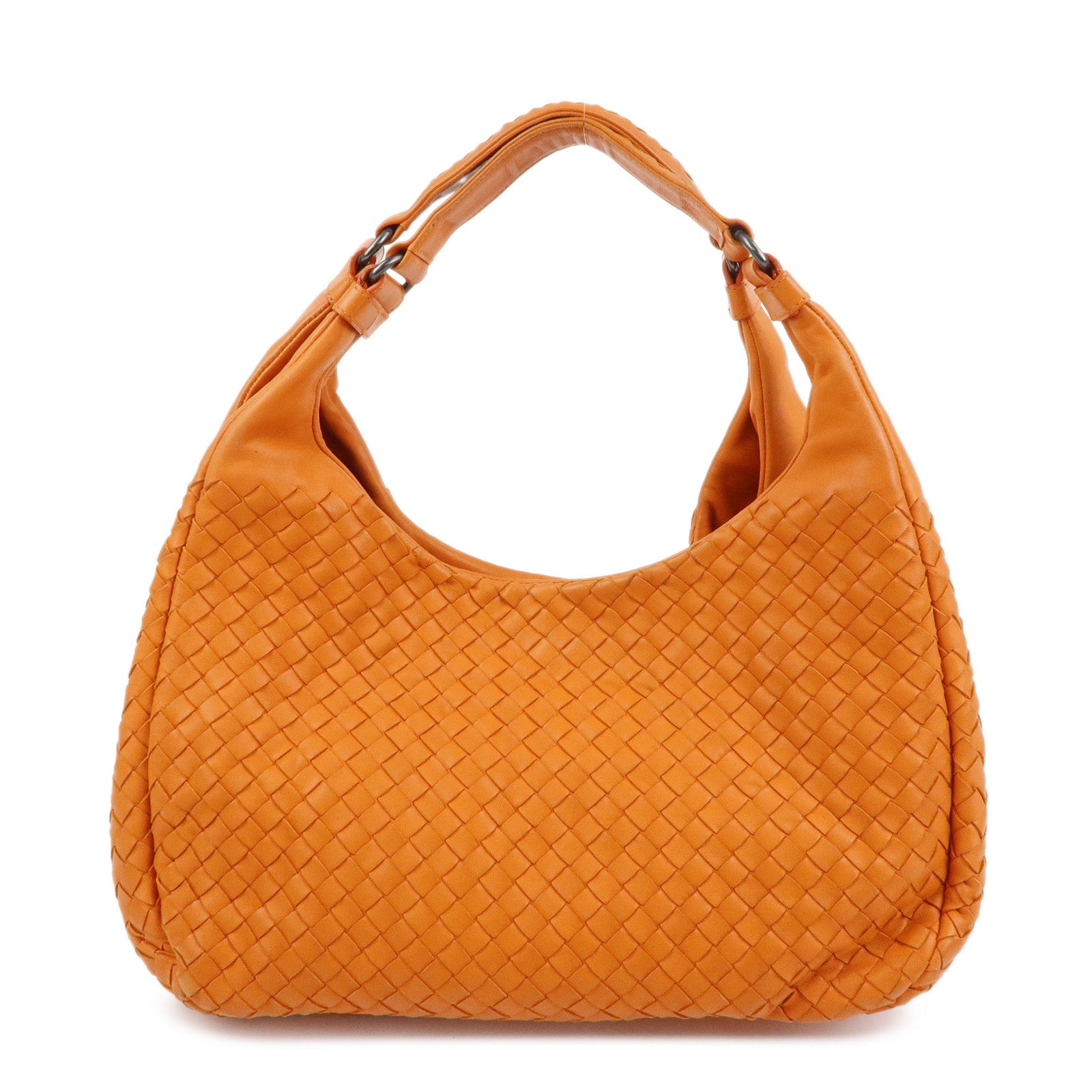 BOTTEGA VENETA Intrecciato Campana Leather Shoulder Bag Orange