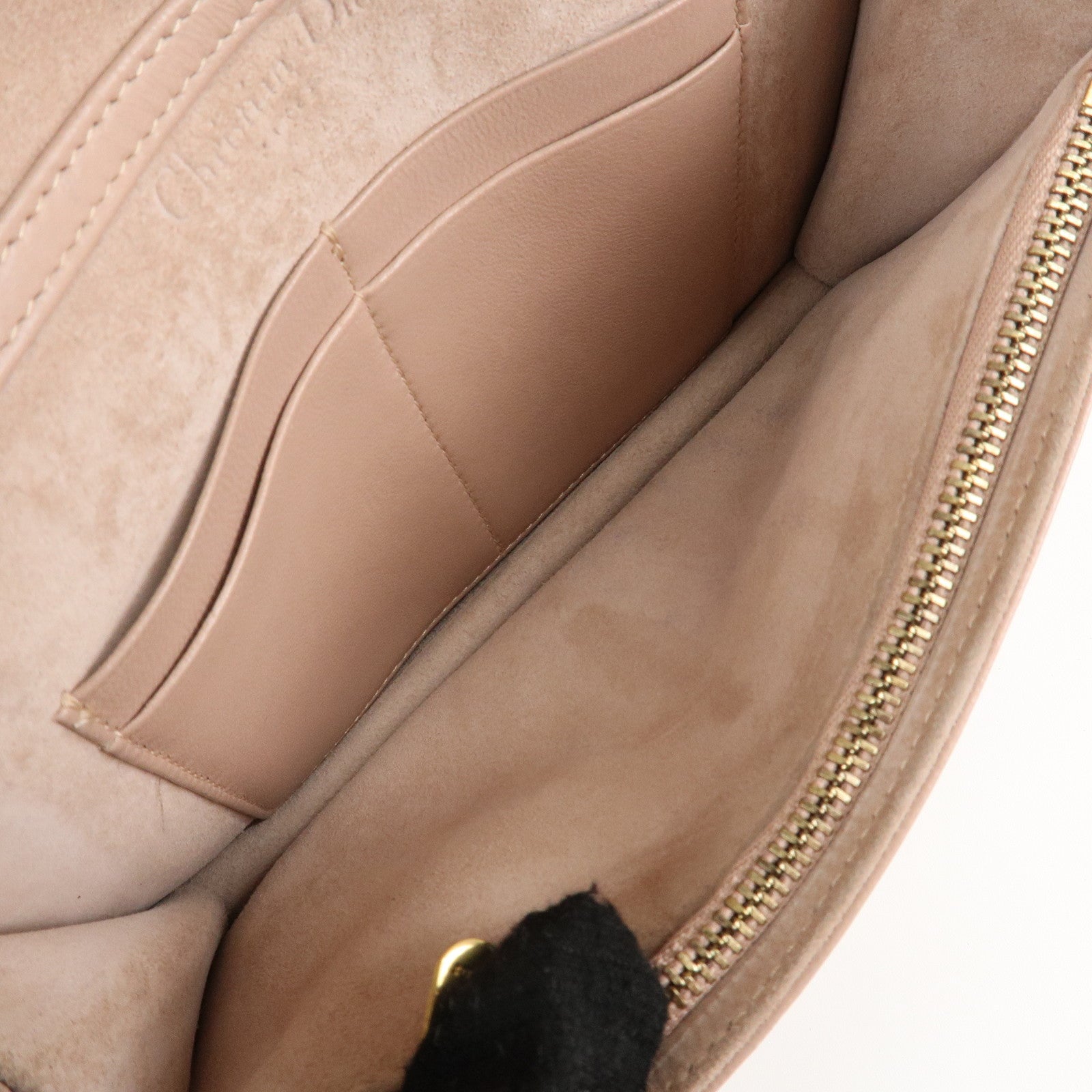 Christian Dior Addict Studs Leather Chain Shoulder Bag Hand Bag Beige Used