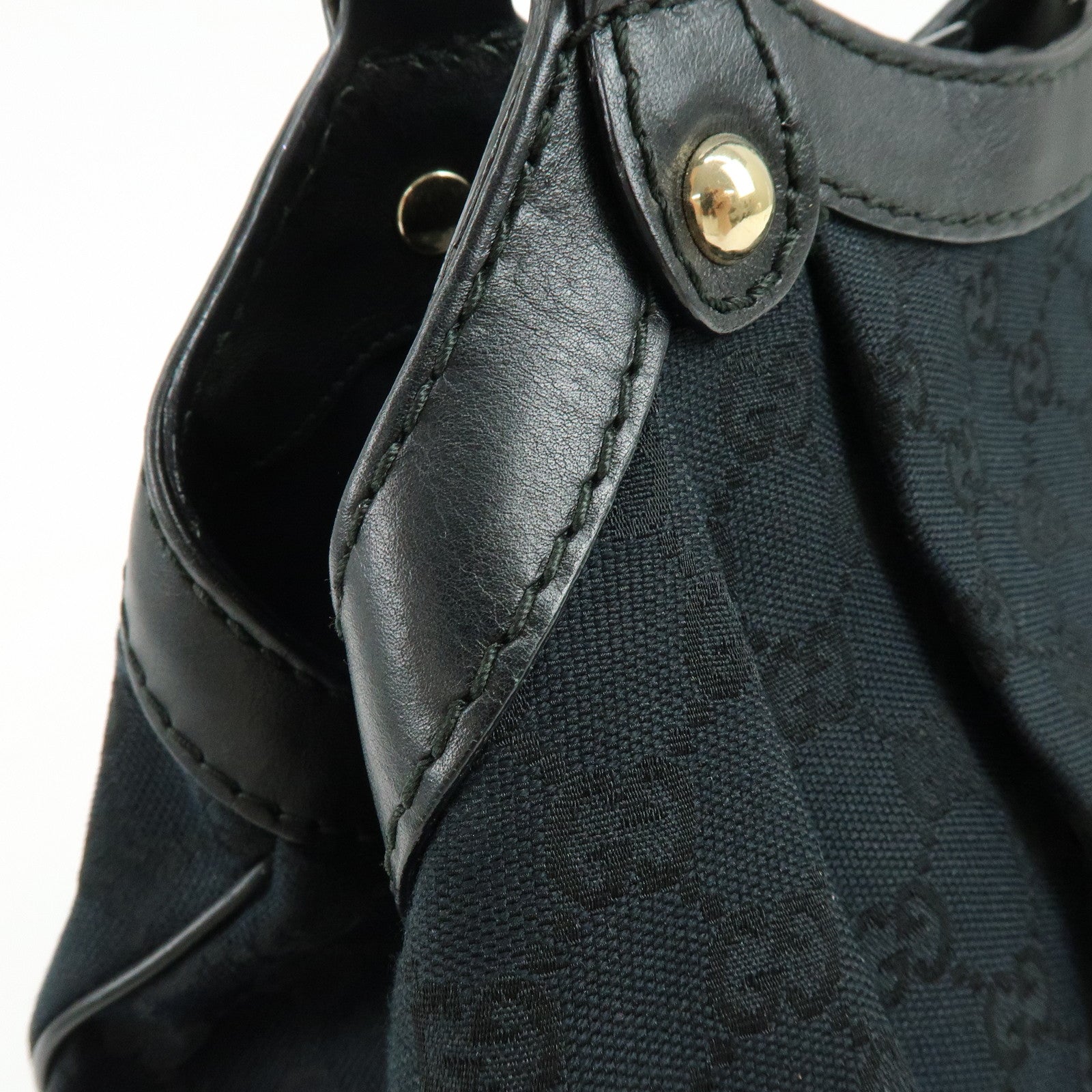 GUCCI Sukey GG Canvas Leather Tote Bag Hand Bag Black 211944