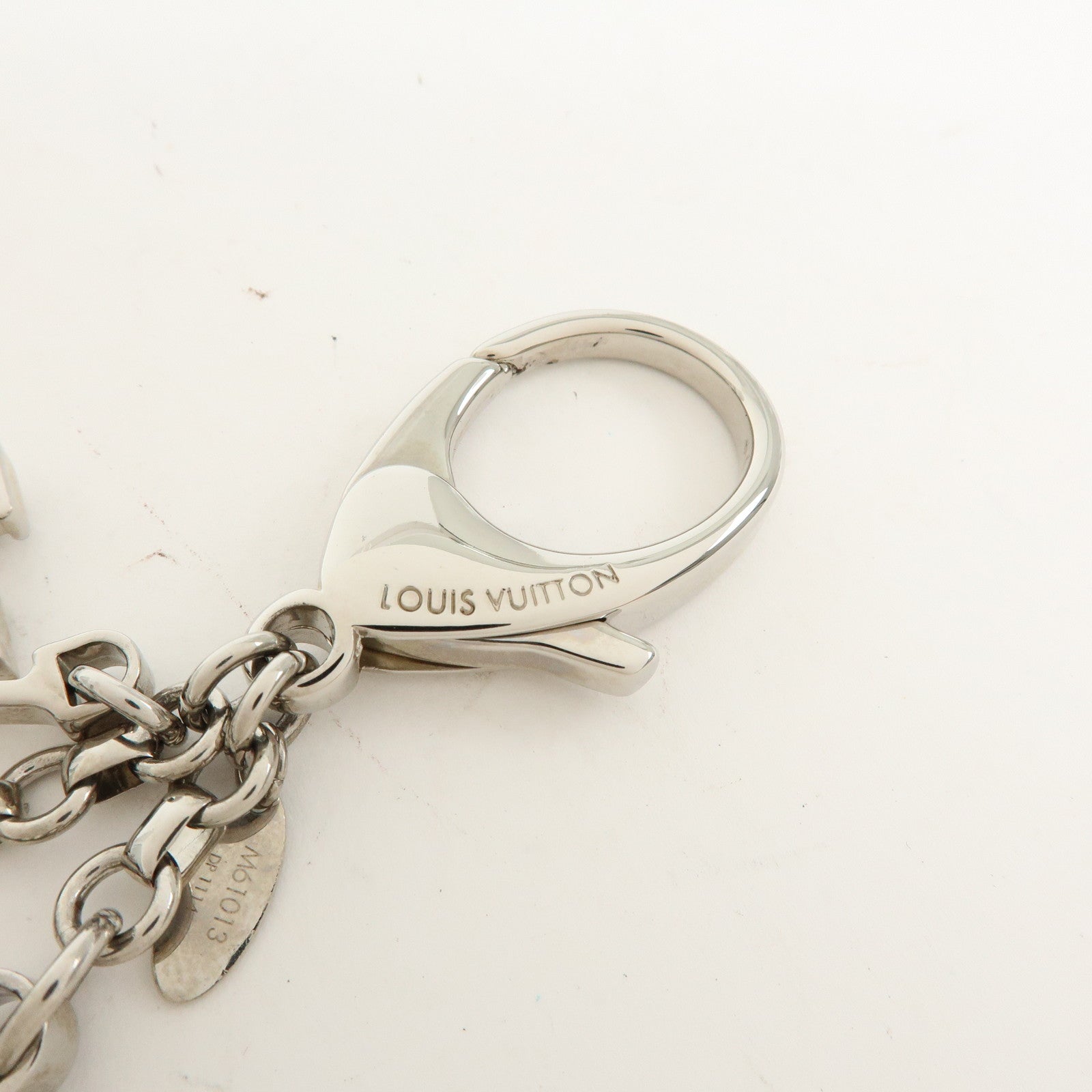 Louis Vuitton Epi Limy Metal Bag Charm Key Ring Silver Pink M61013