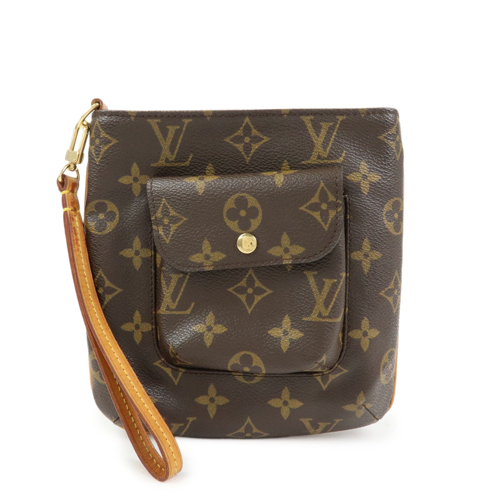 Louis Vuitton Monogram Partition Pouch Wristlet Bag Brown M51901