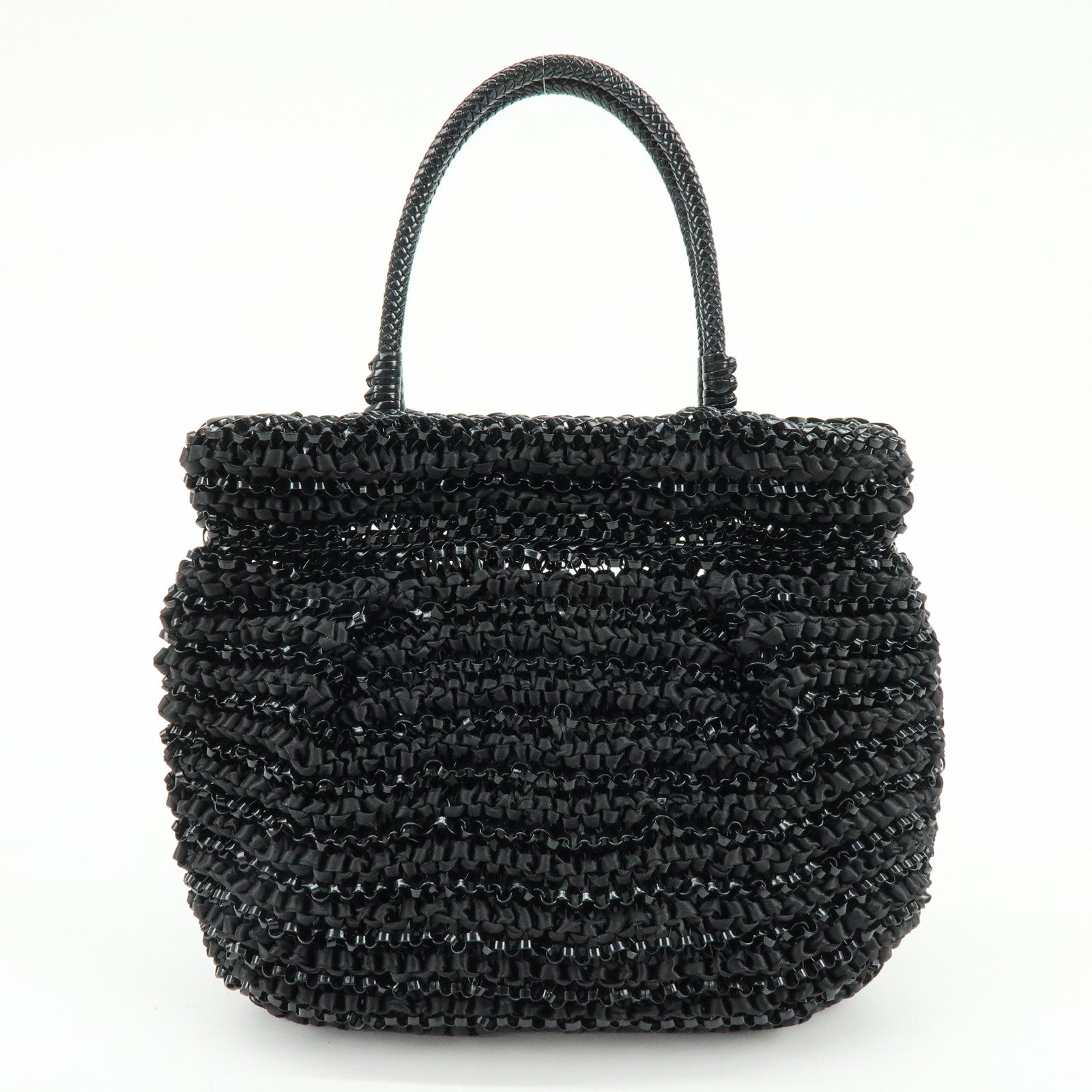 ANTEPRIMA Wire Bag PVC Satin 2Way Bag Hand Shoulder Bag Black