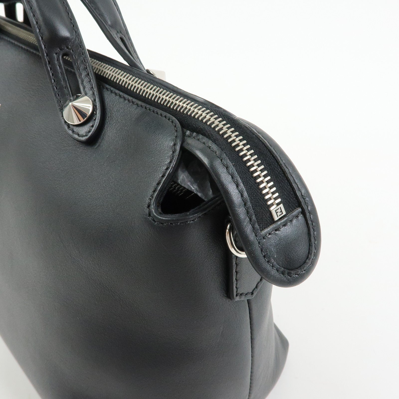 FENDI By The Way Large Leather 2Way Bag Hand Bag Black 8BL125