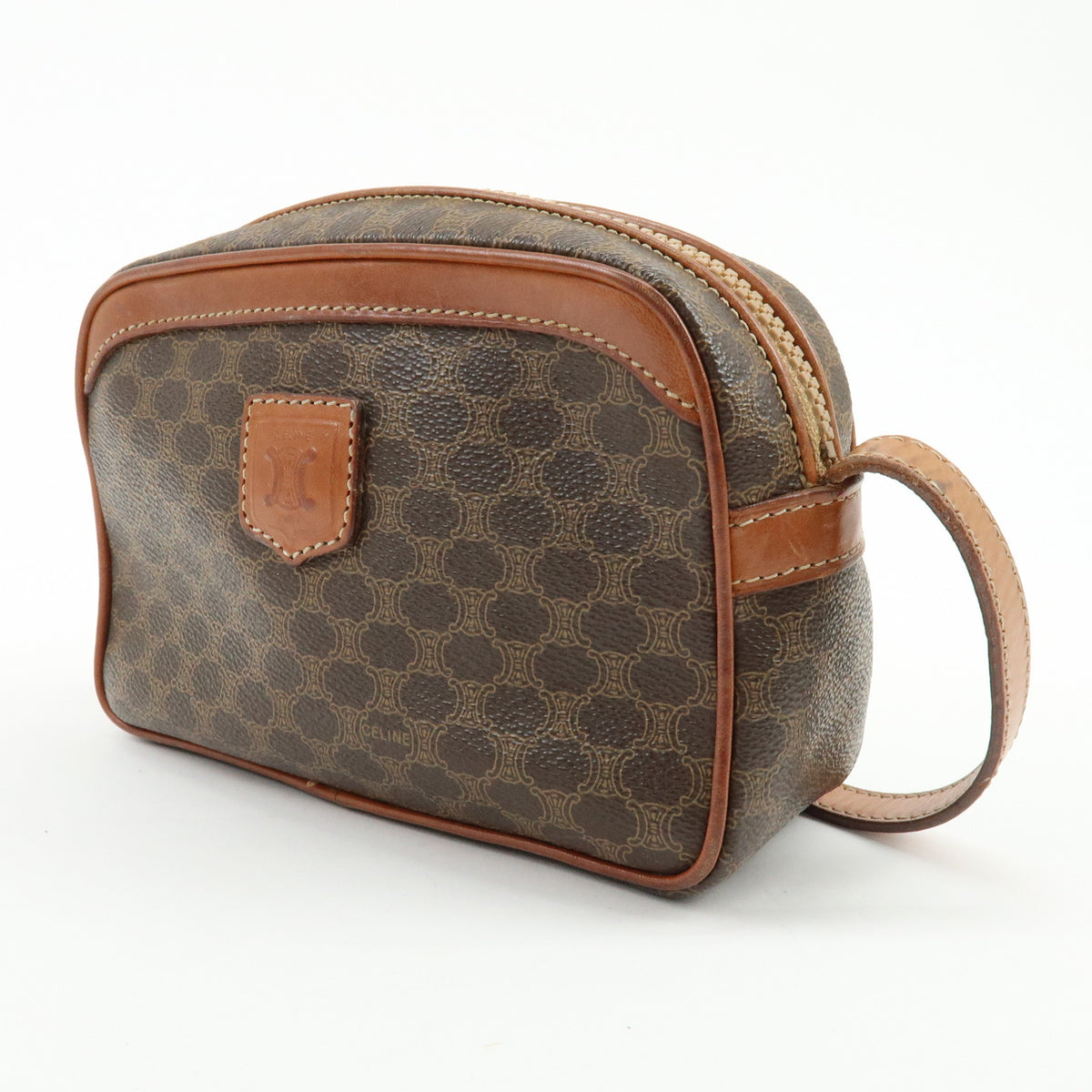 CELINE Macadam PVC Leather Shoulder Bag Crossbody Bag Brown