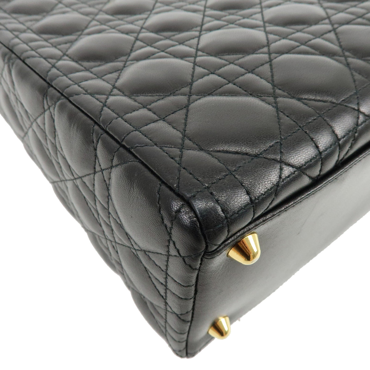 Christian Dior Lady Dior Cannage Leather 2Way Bag Hand Bag Black