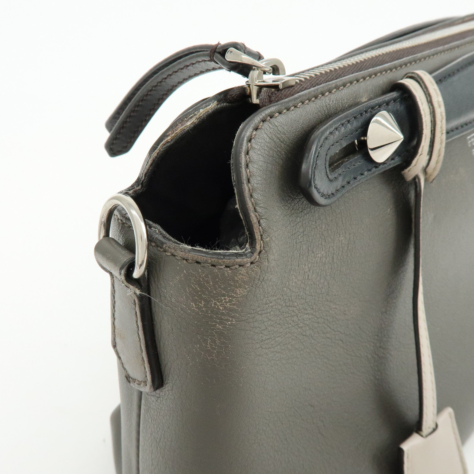 FENDI By The Way Medium 2Way Bag Hand Bag Shoulder Bag Gray 8BL146