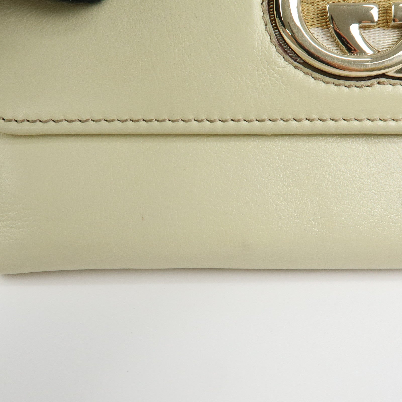 GUCCI Interlocking G Leather W Hook Long Wallet Ivory 162360