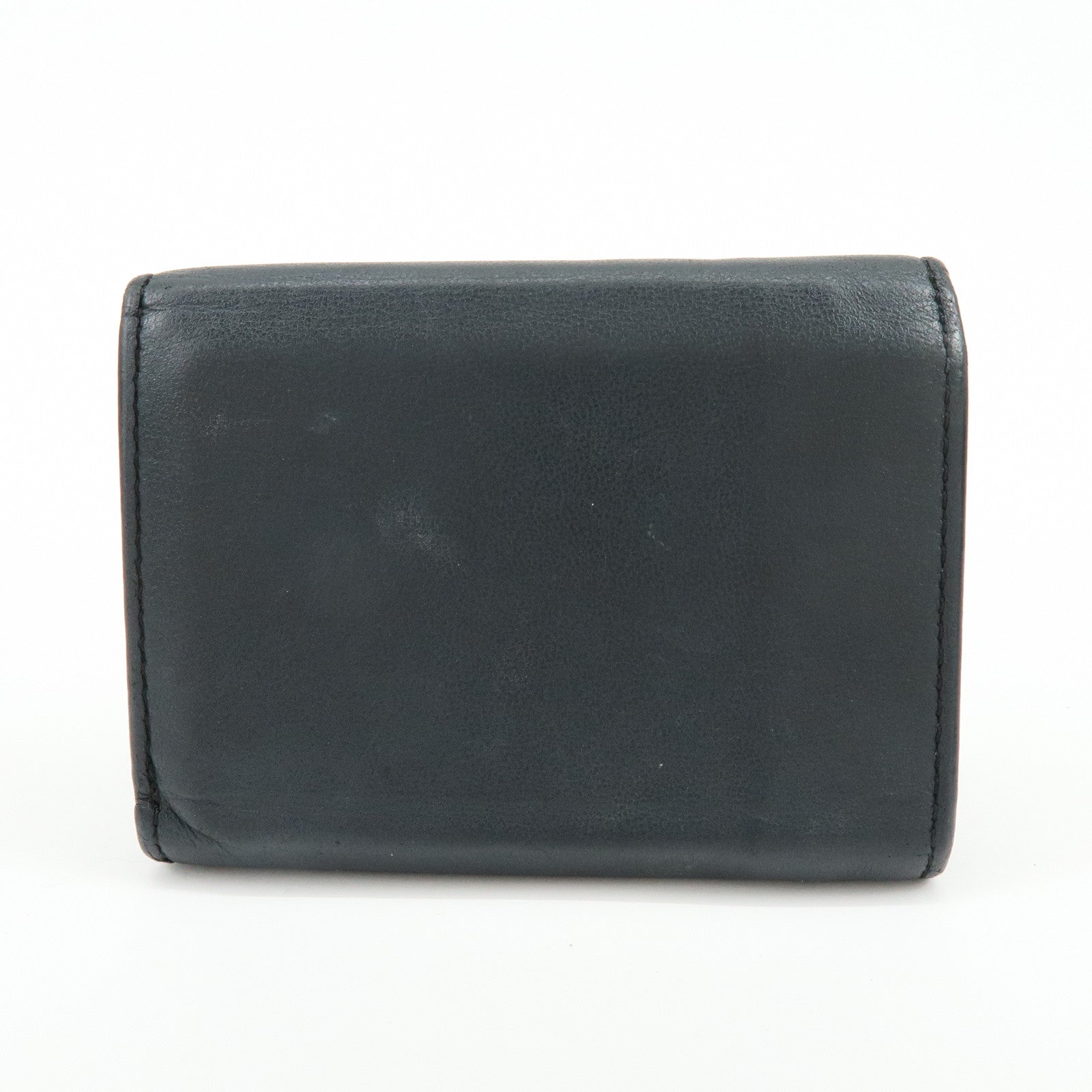 FENDI Zucca Baguette Micro Wallet Leather Tri-fold Wallet Black 8M0395