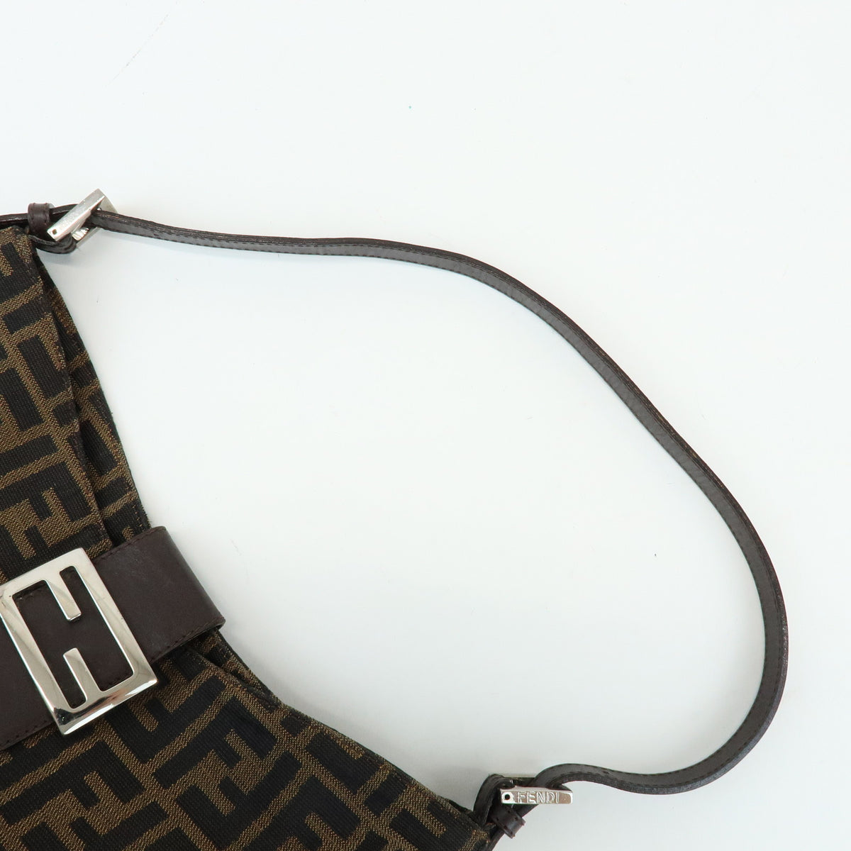 FENDI Zucca Canvas Leather Shoulder Bag Brown 26729