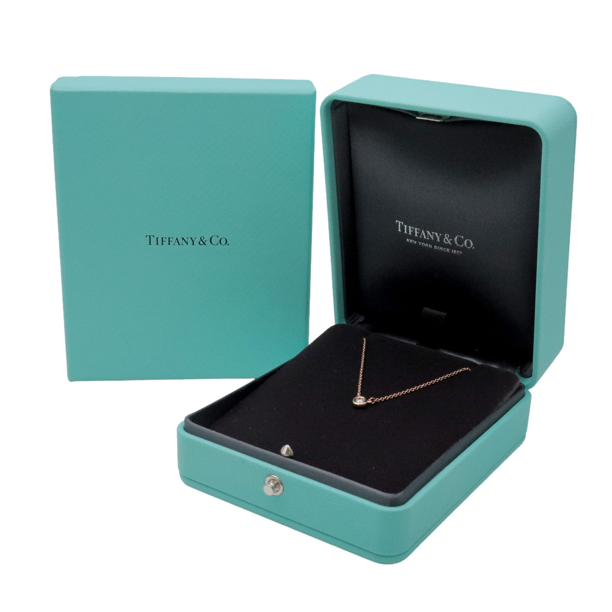 Tiffany & Co By The Yard 1P Diamond Necklace K18 750PG Rose Gold
