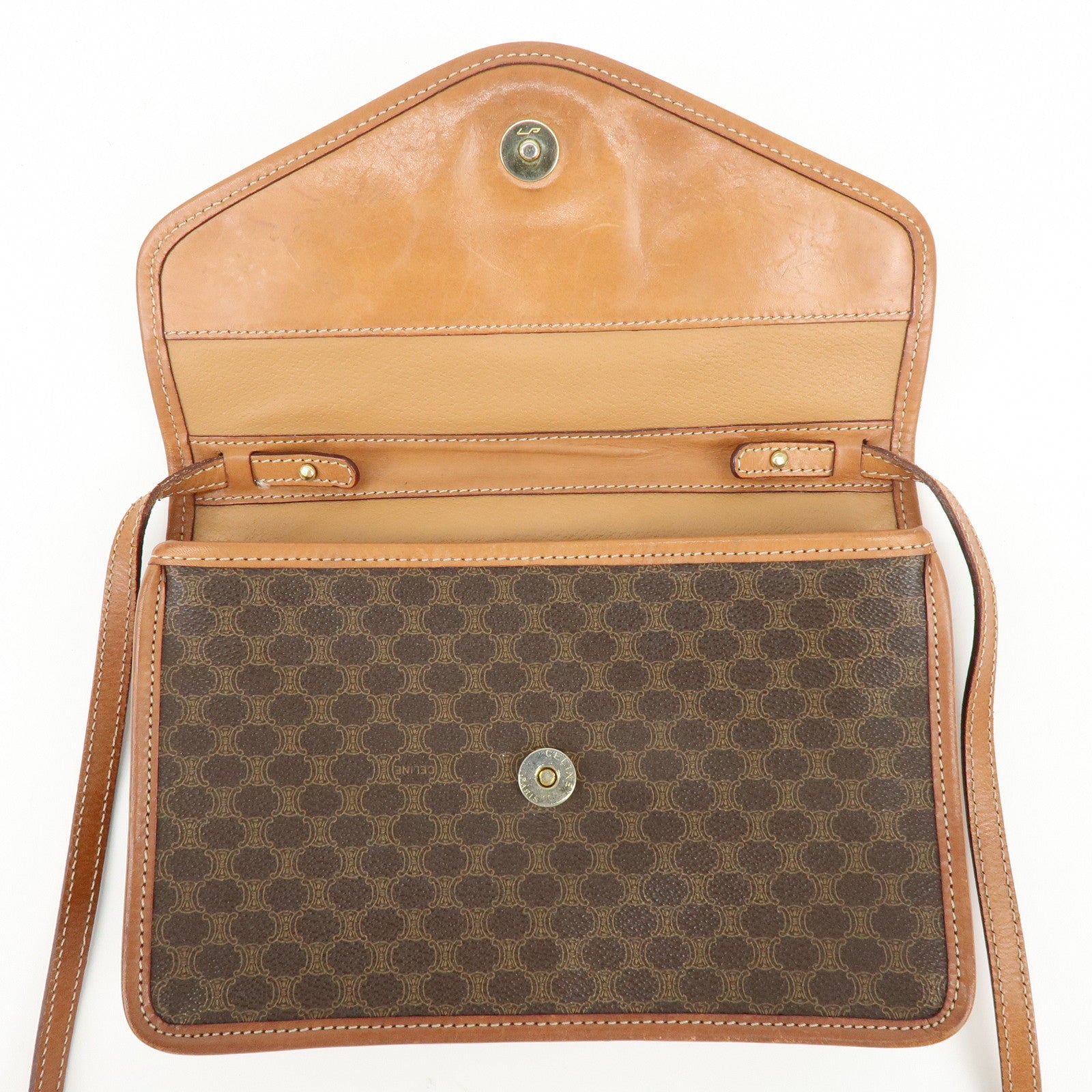 CELINE Macadam PVC Leather Shoulder Bag Crossbody Bag Brown