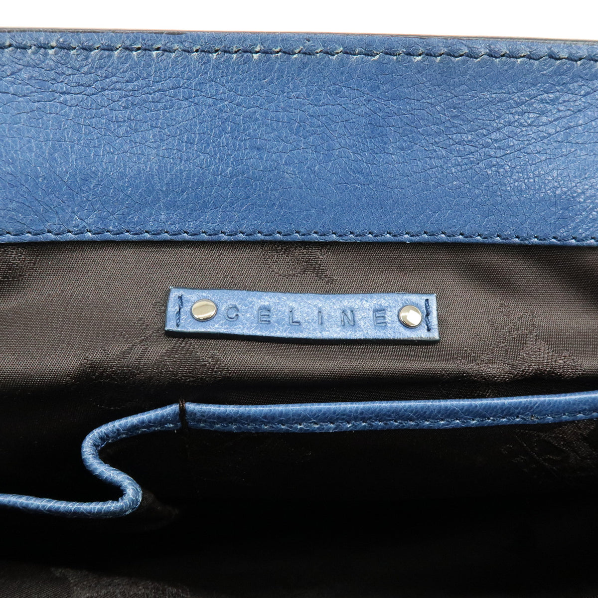 CELINE Logo Leather Boogie Bag Hand Bag Horse Bag Charm Blue