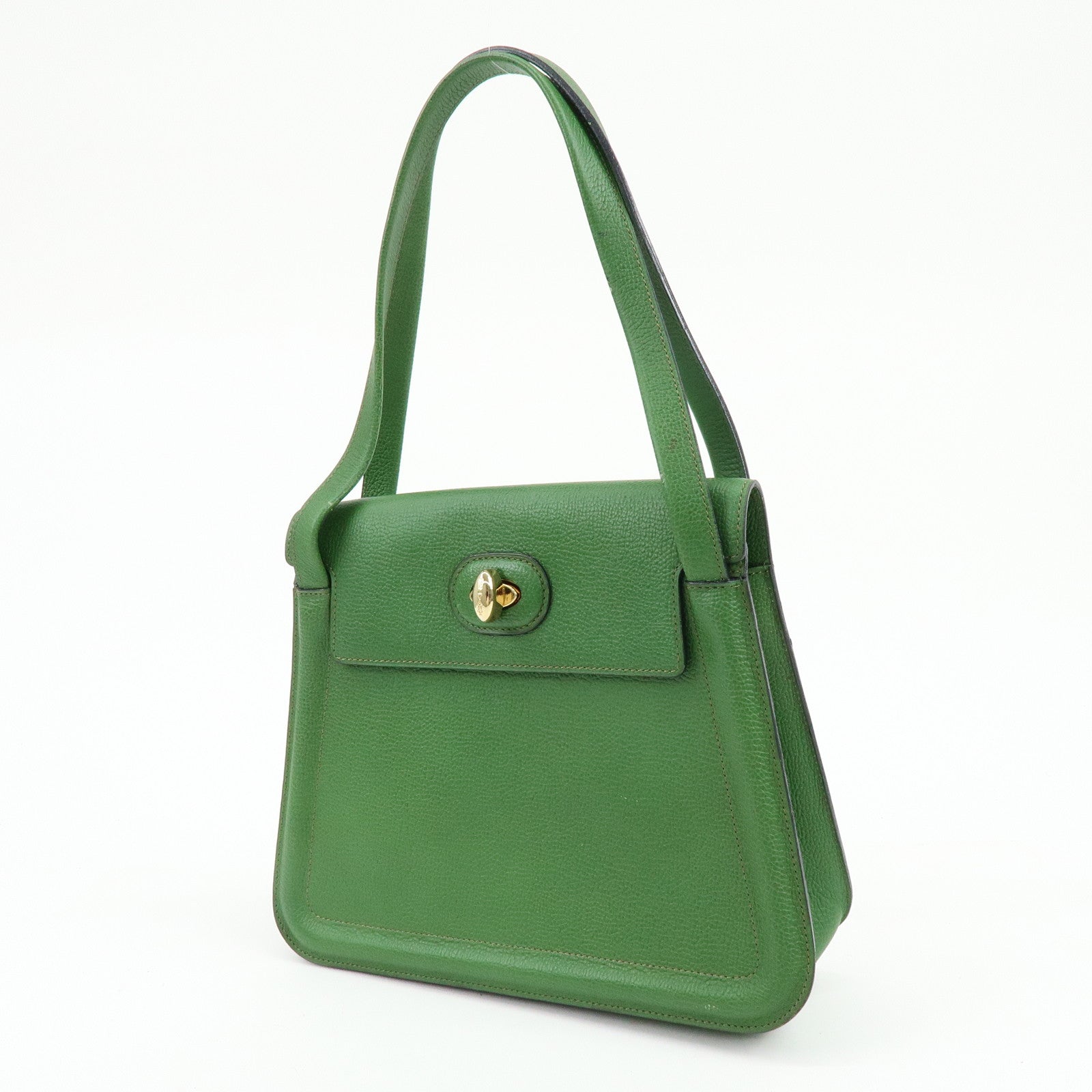 DELVAUX Louise Leather Shoulder Bag Hand Bag Green