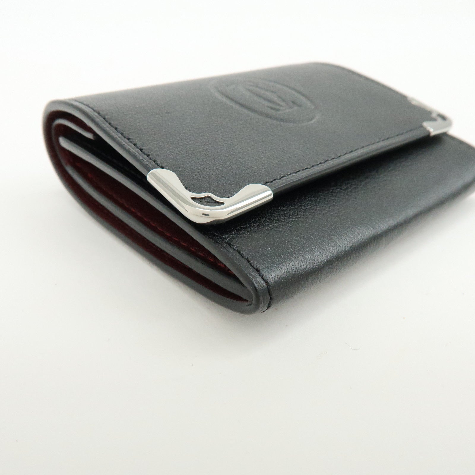 Cartier Must De Cartier Leather Coin Case Coin Purse Black