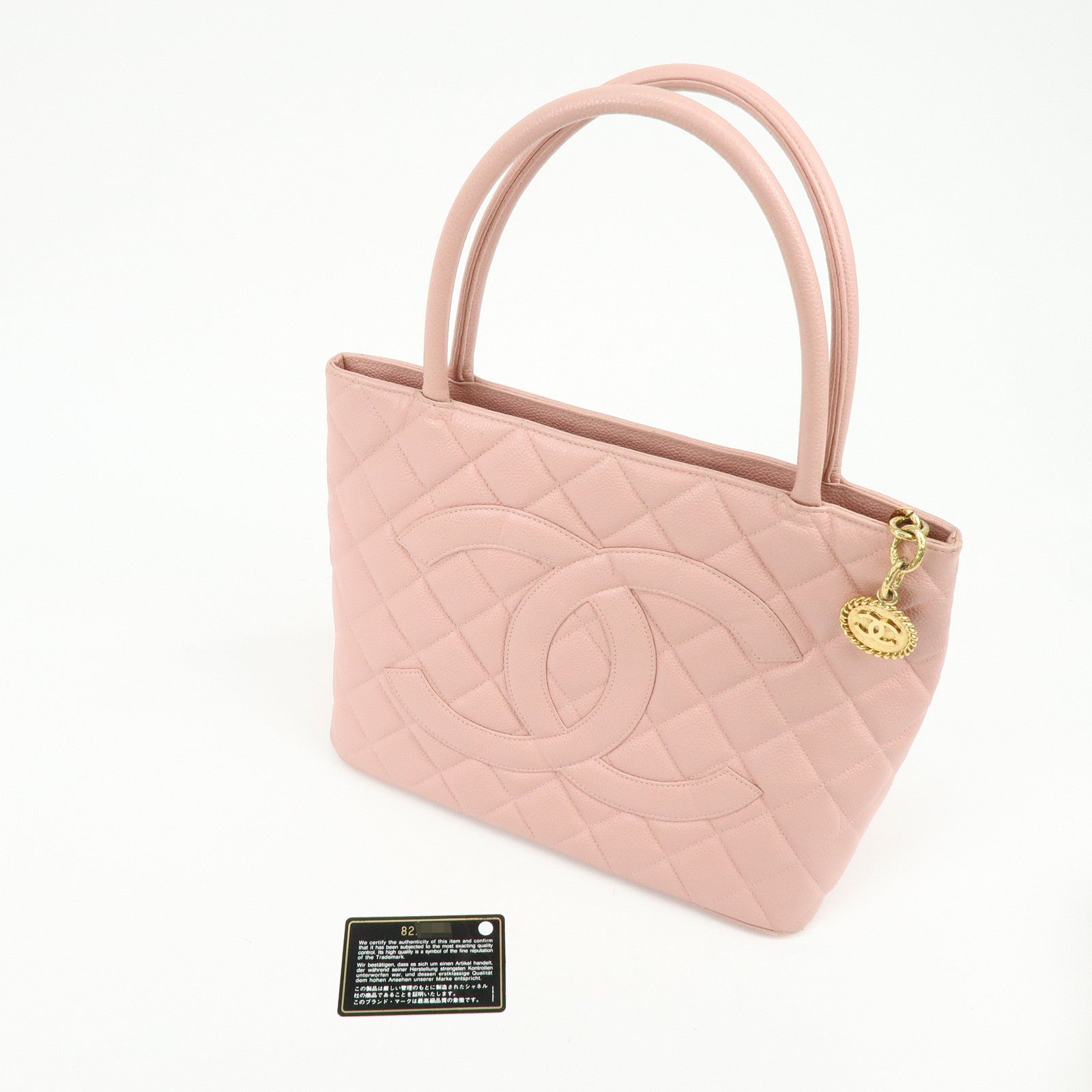CHANEL Medallion Matelasse COCO Mark Caviar Skin Tote Bag A01804
