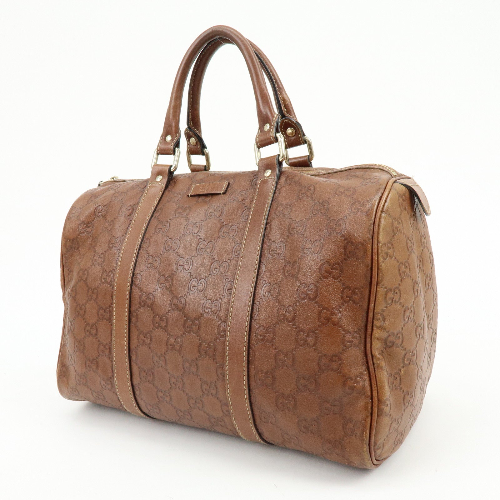 GUCCI Guccissima Leather Boston Bag Hand Bag Brown 193603