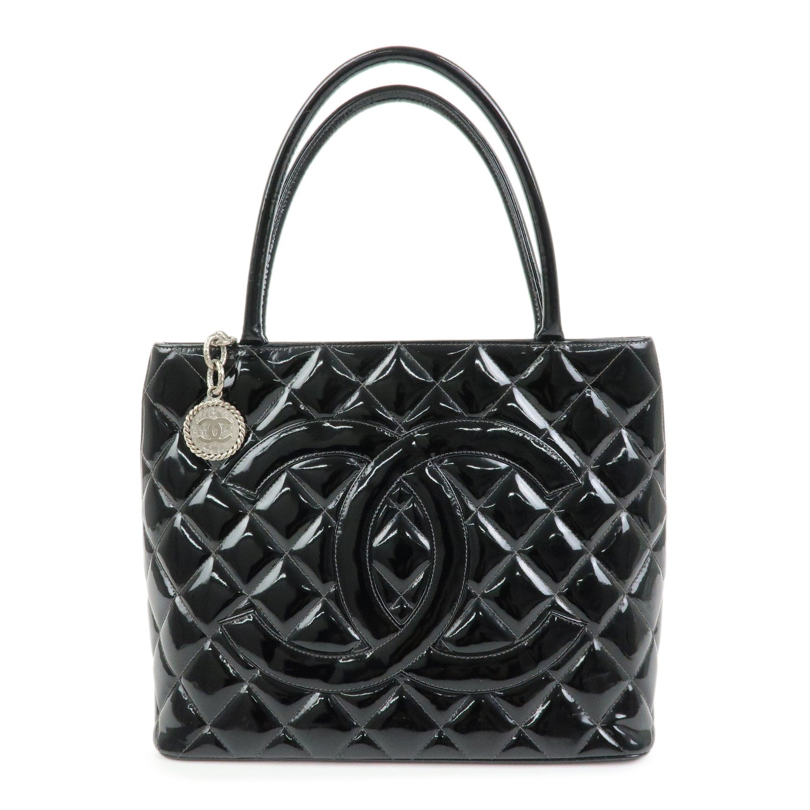 CHANEL Matelasse COCO Mark Medallion Tote Bag Hand Bag Black A01804
