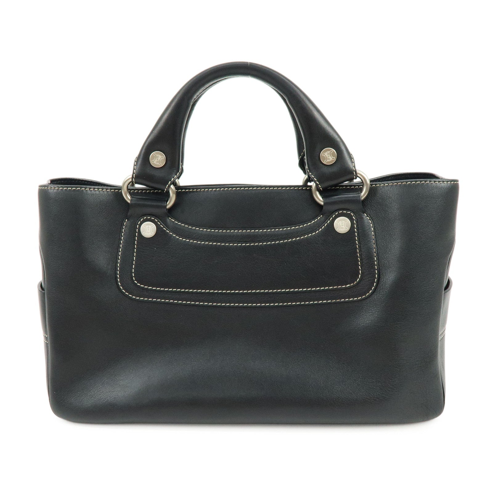 CELINE Boogie Bag Leather Hand Bag Tote Bag Black
