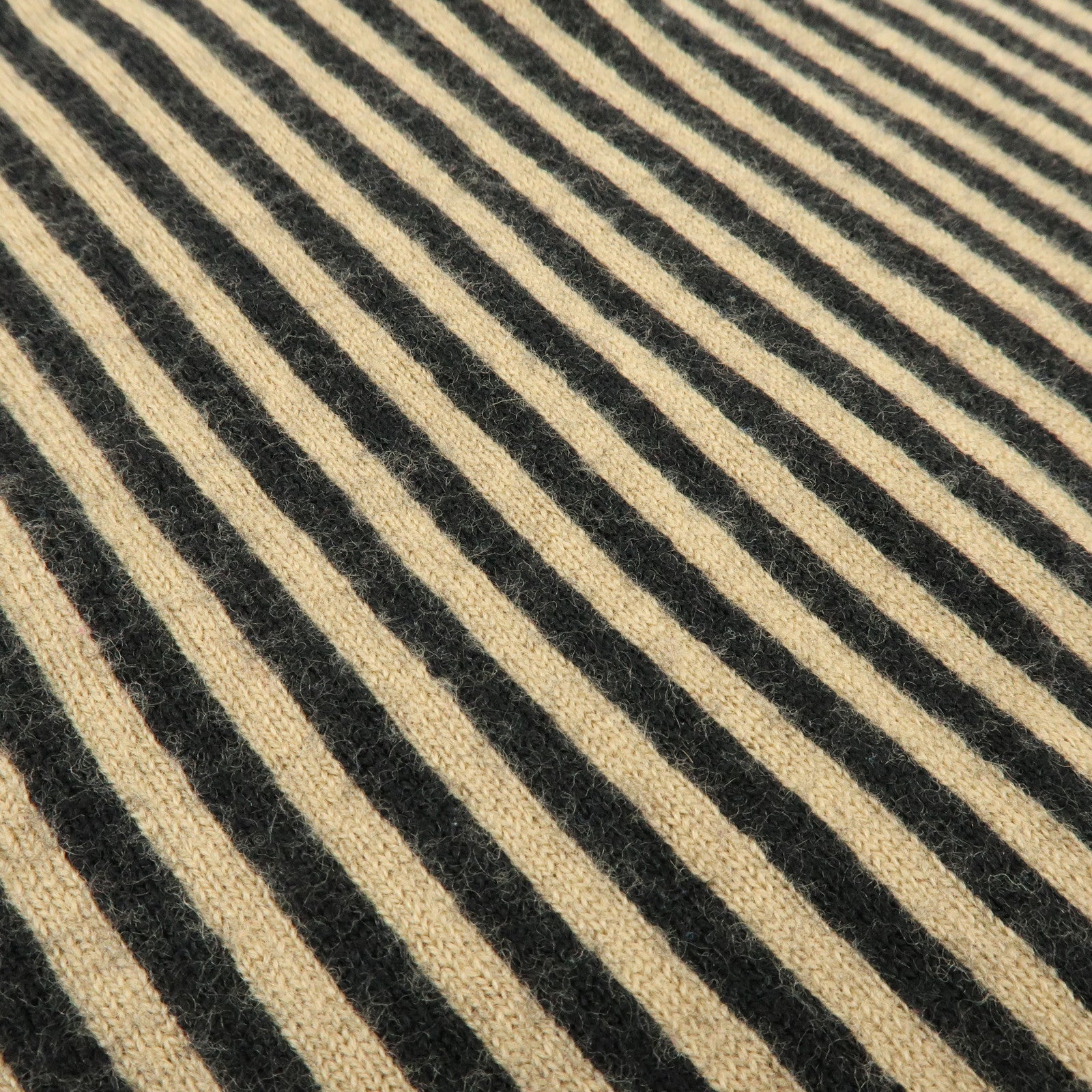 FENDI Zucca FF Logo Wool 100% Scarf Stole Stripe Beige Black