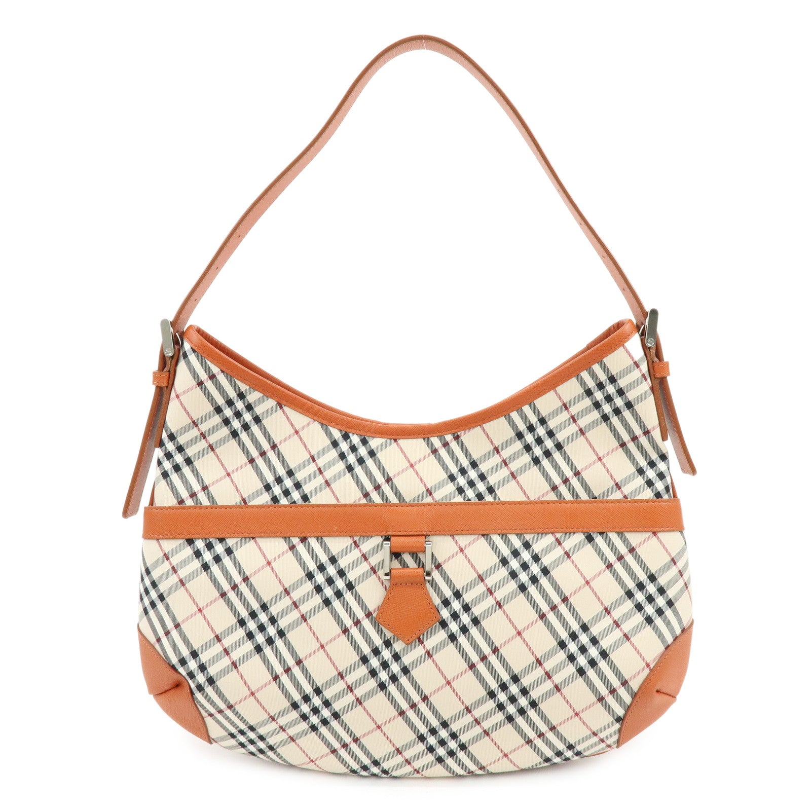 BURBERRY Nova Plaid Canvas Leather Shoulder Bag Beige