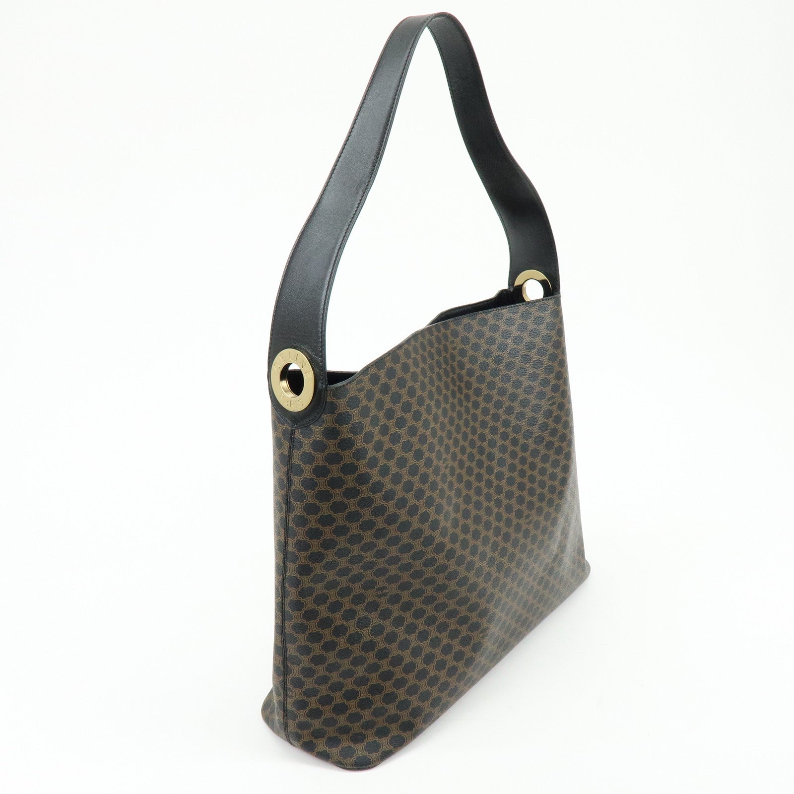 CELINE Macadam PVC Leather Shoulder Bag Brown Black
