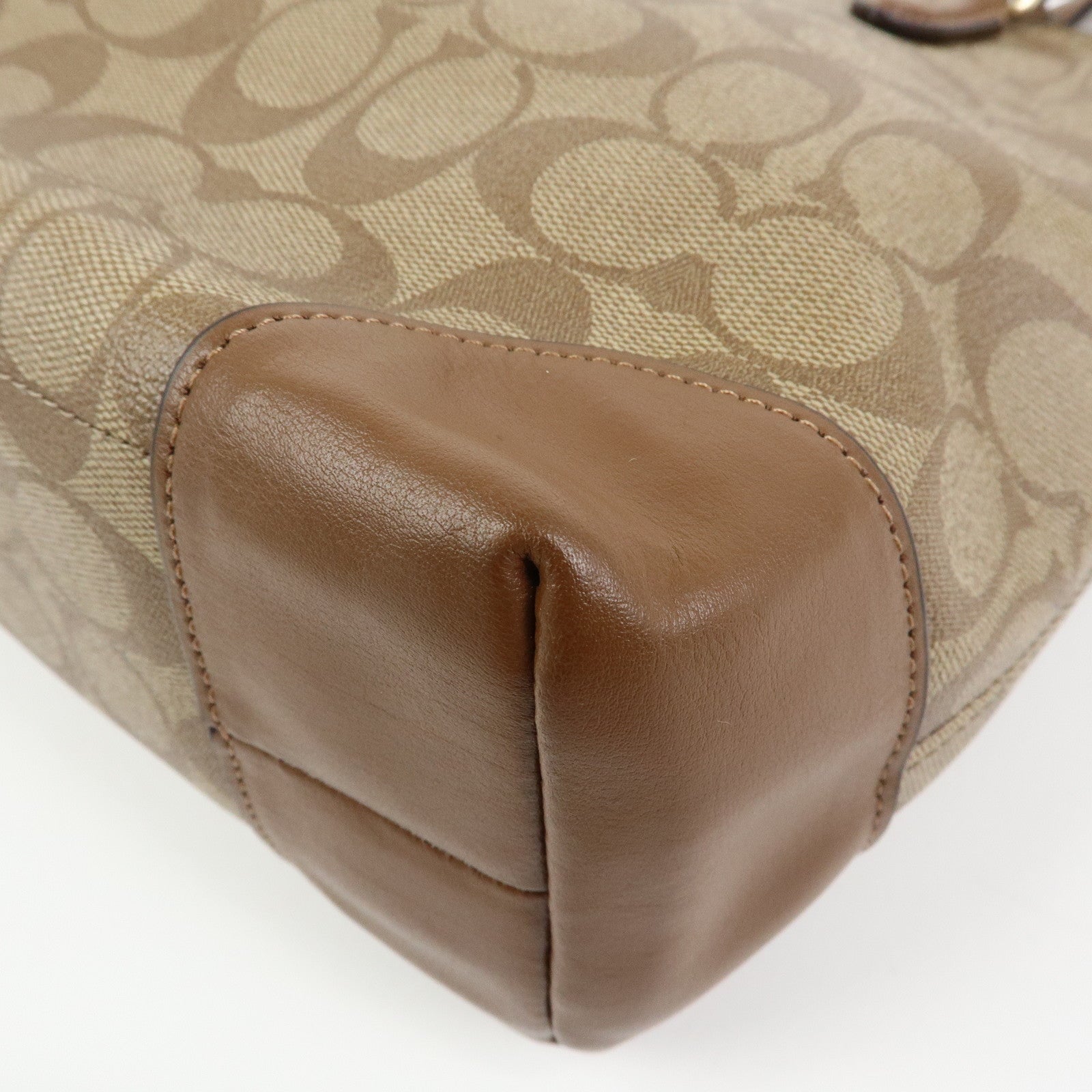 COACH Signature PVC Leather Tote Bag Hand Bag Brown F29208
