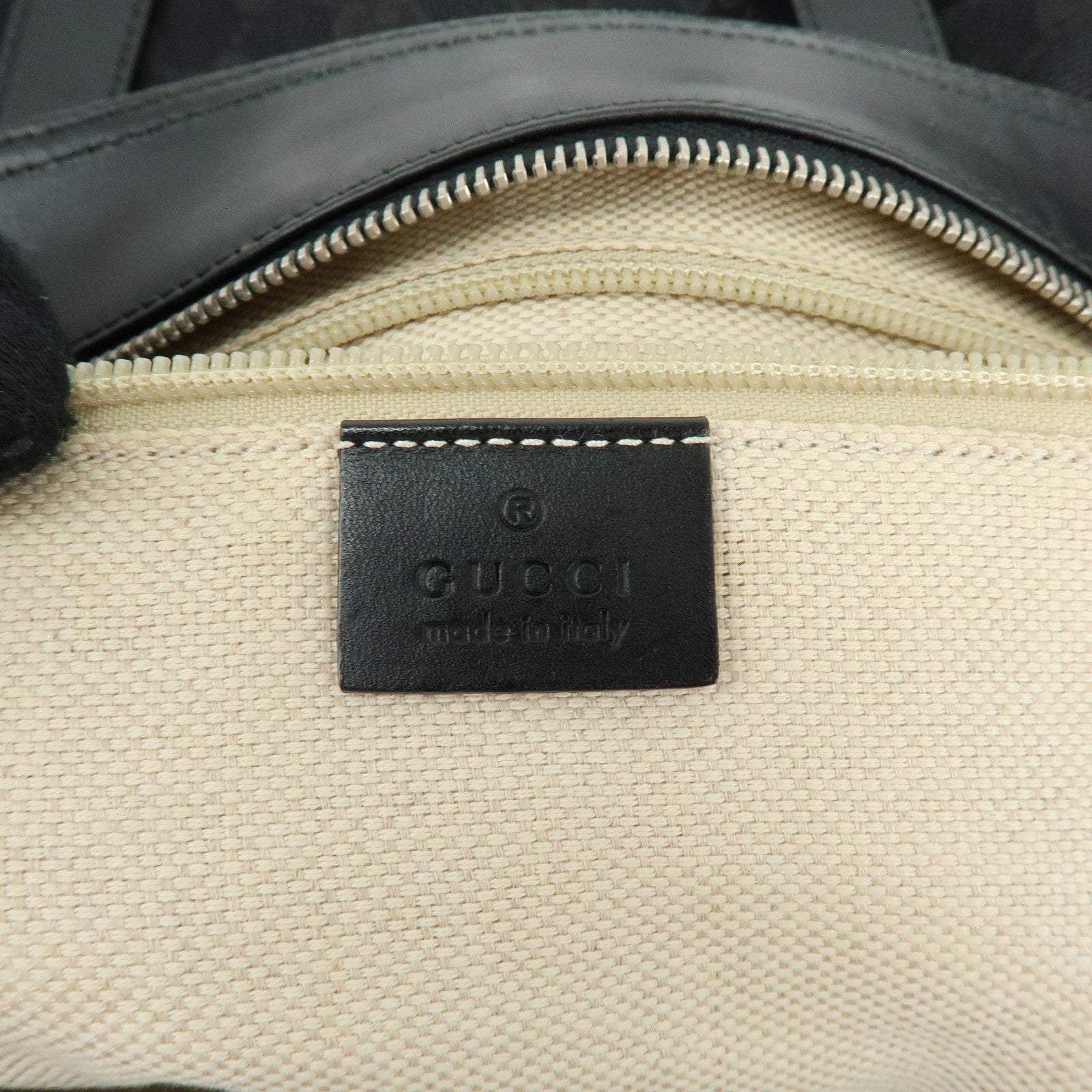 GUCCI Sherry GG Canvas Leather Tote Bag Shoulder Bag Black 308928