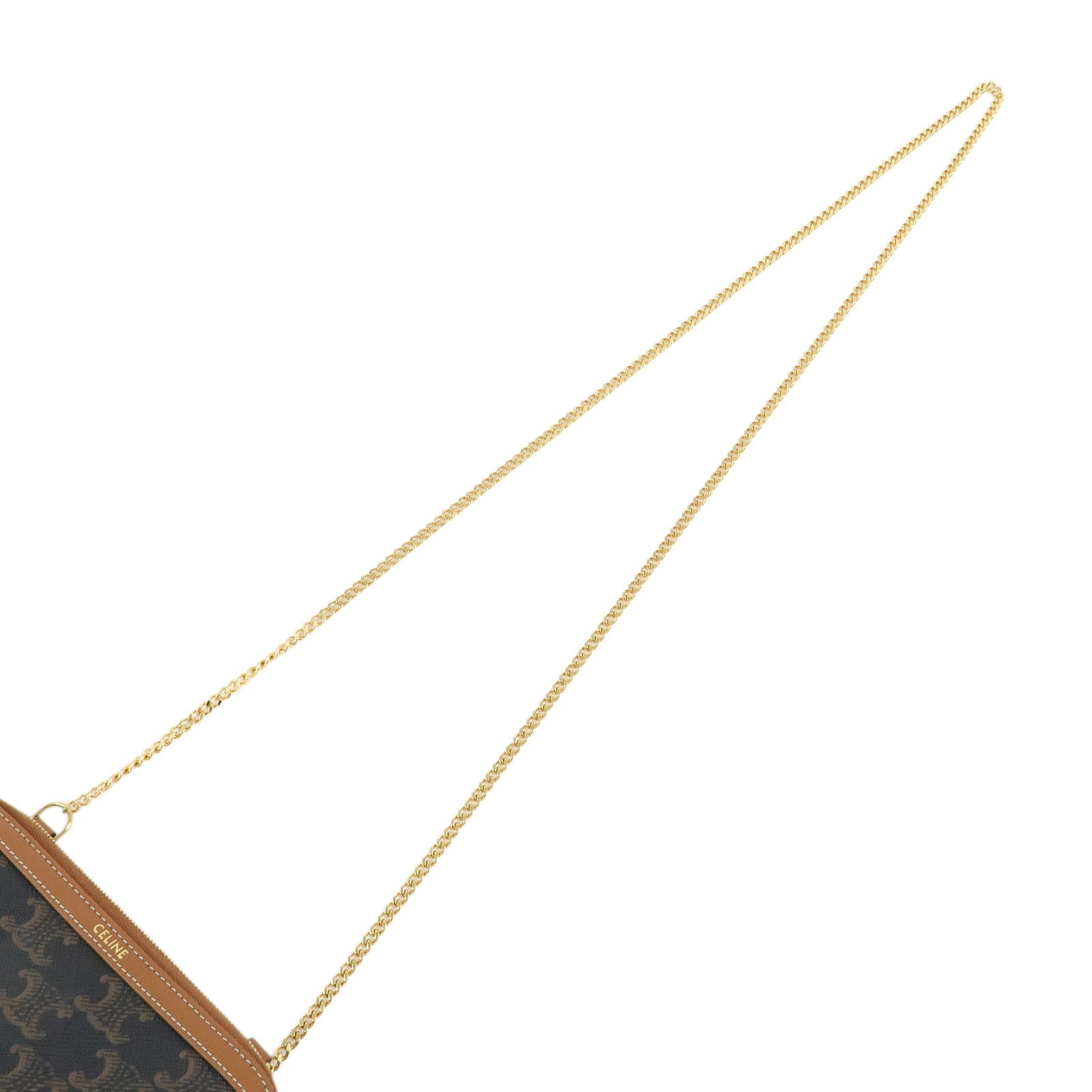 CELINE Triomphe Macadam PVC Lamb Skin Chain Clutch Bag Cosmetic Pouch