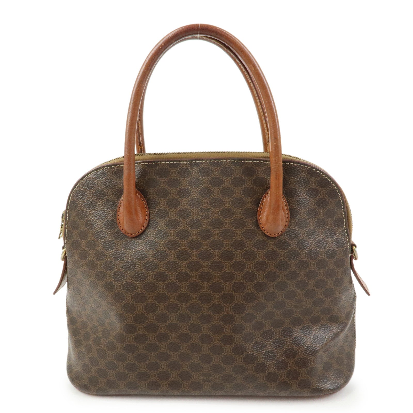 CELINE Macadam PVC Leather 2Way Bag Hand Bag Brown