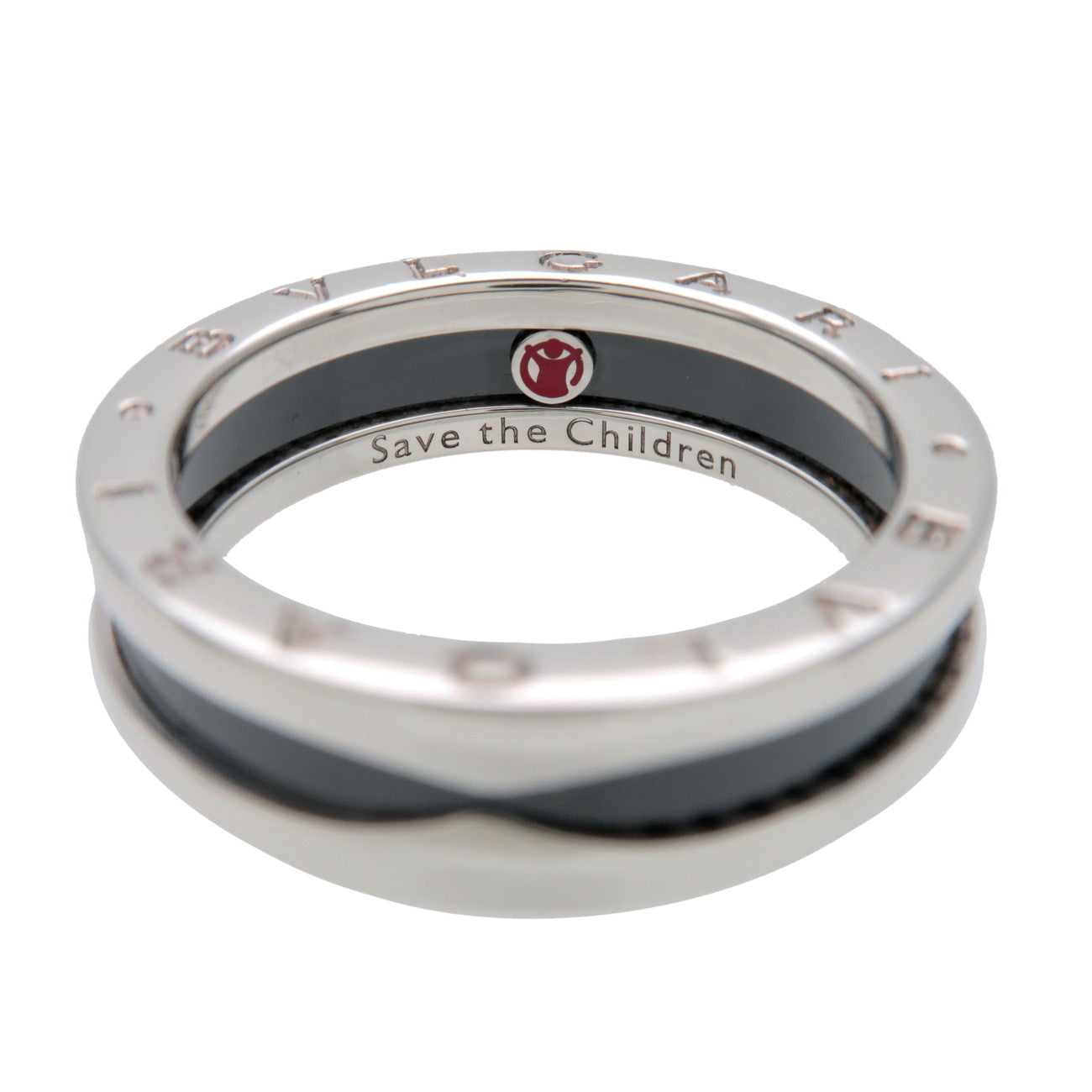 BVLGARI B-Zero1 Save the Children Ring SV925 Black Ceramic #63 US10.25