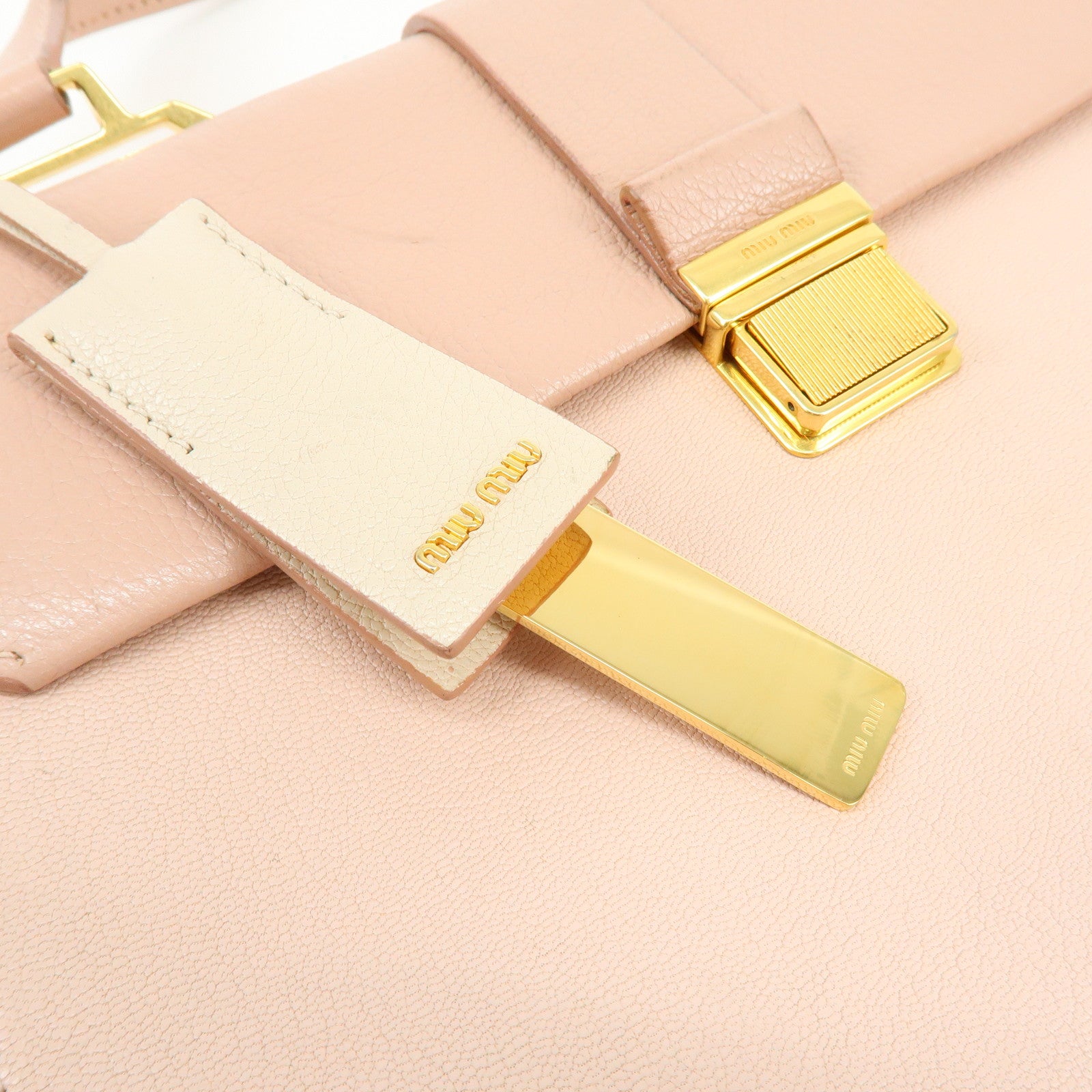 MIU MIU Madras Leather 2Way Bag Shoulder Bag Bi-Color Light Pink